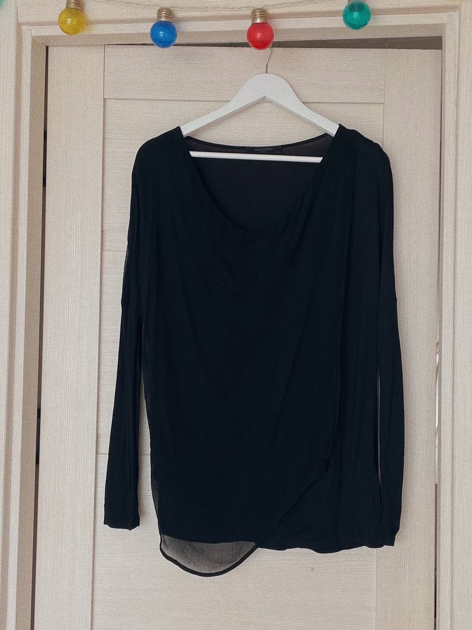 Allsaints AllSaints Long Sleeve Top Black Viscose Tunic Sheer Size S / US 4 / IT 40 - 5 Thumbnail
