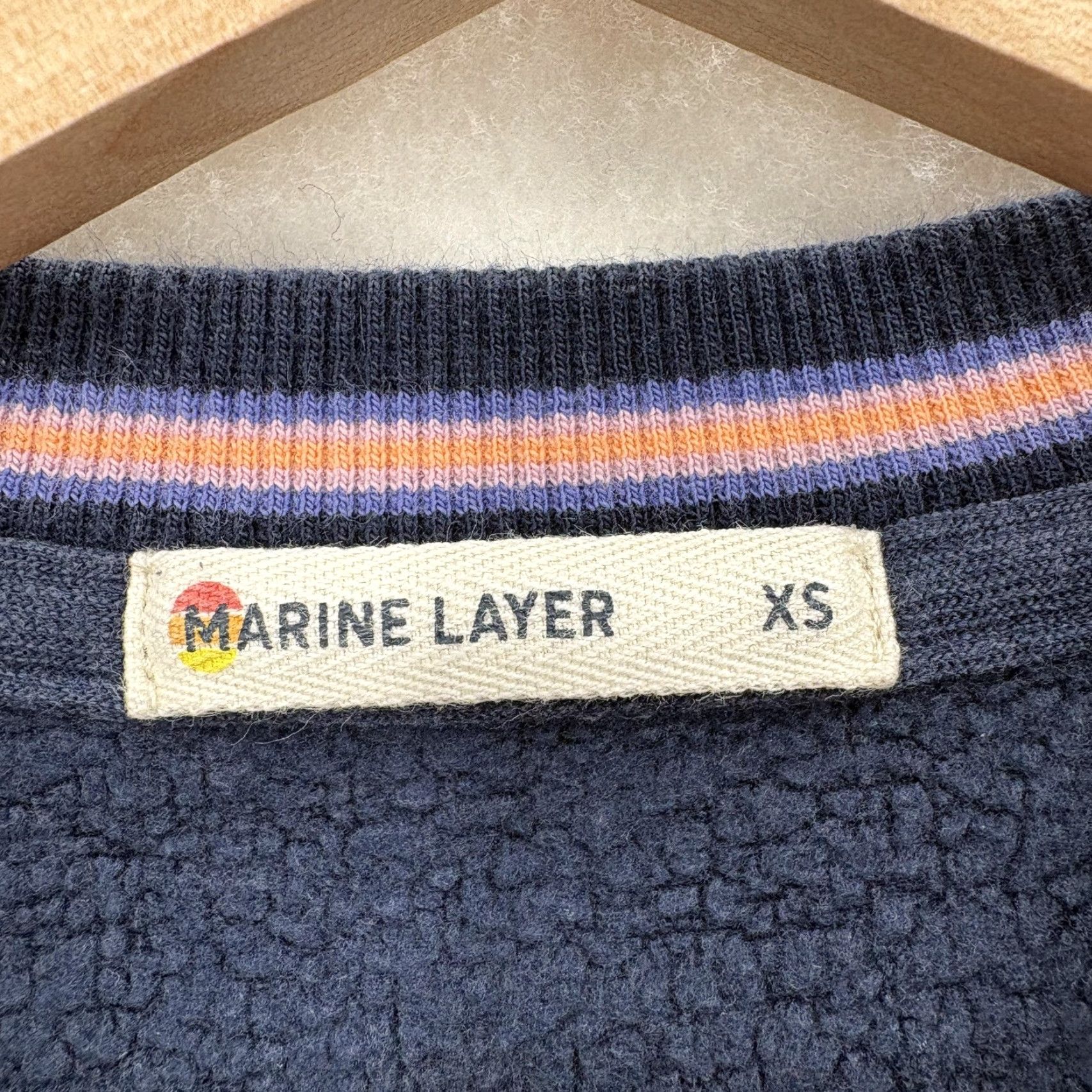 Marine Layer Marine Layer Blue Tipped Textured Crew Sweater Womens XS Fleece Outdoors Travel Size XS / US 0-2 / IT 36-38 - 4 Thumbnail