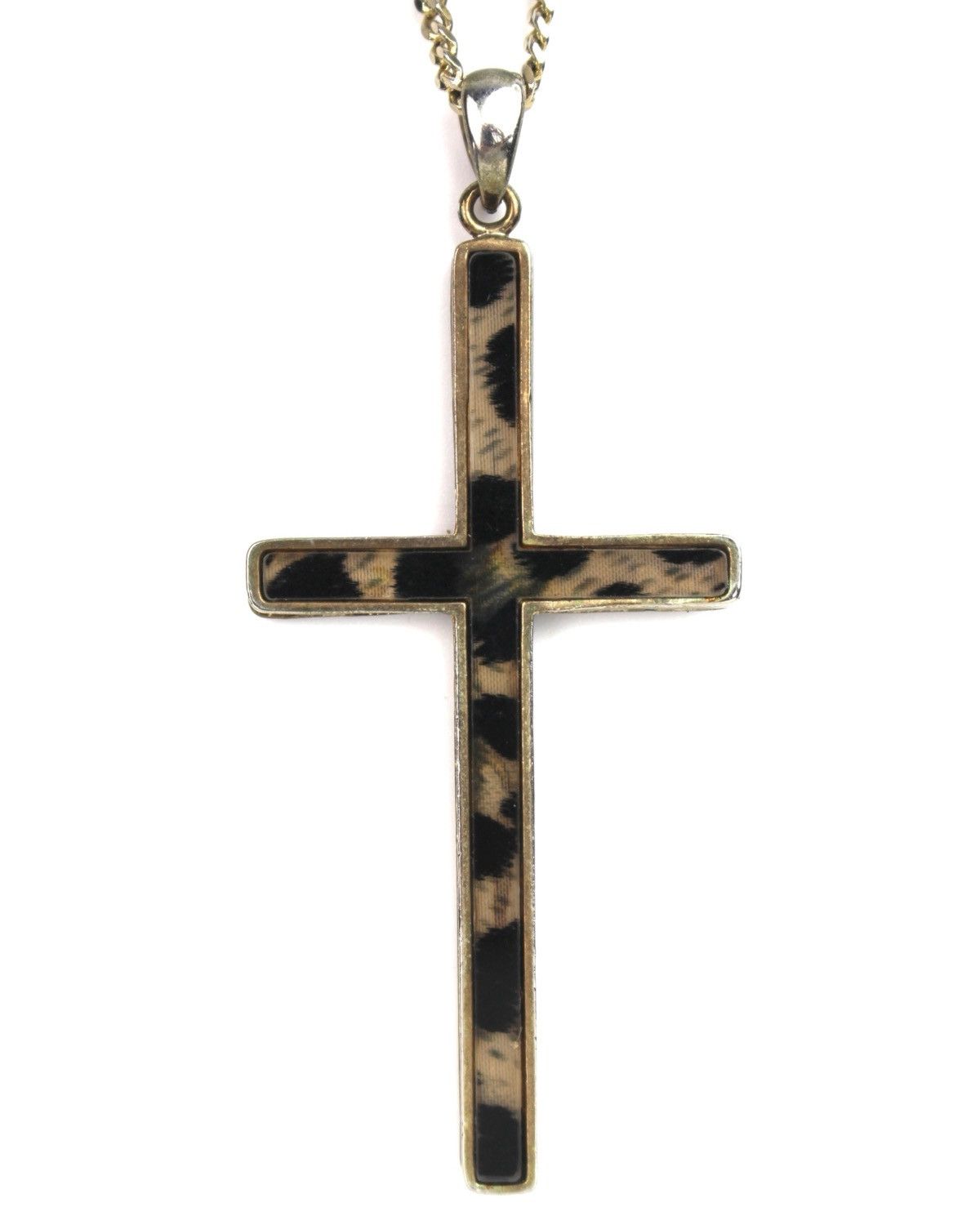 If Six Was Nine 2000S JAPANESE MADE LEOPARD INLAY CROSS NECKLACE Size ONE SIZE - 1 Thumbnail