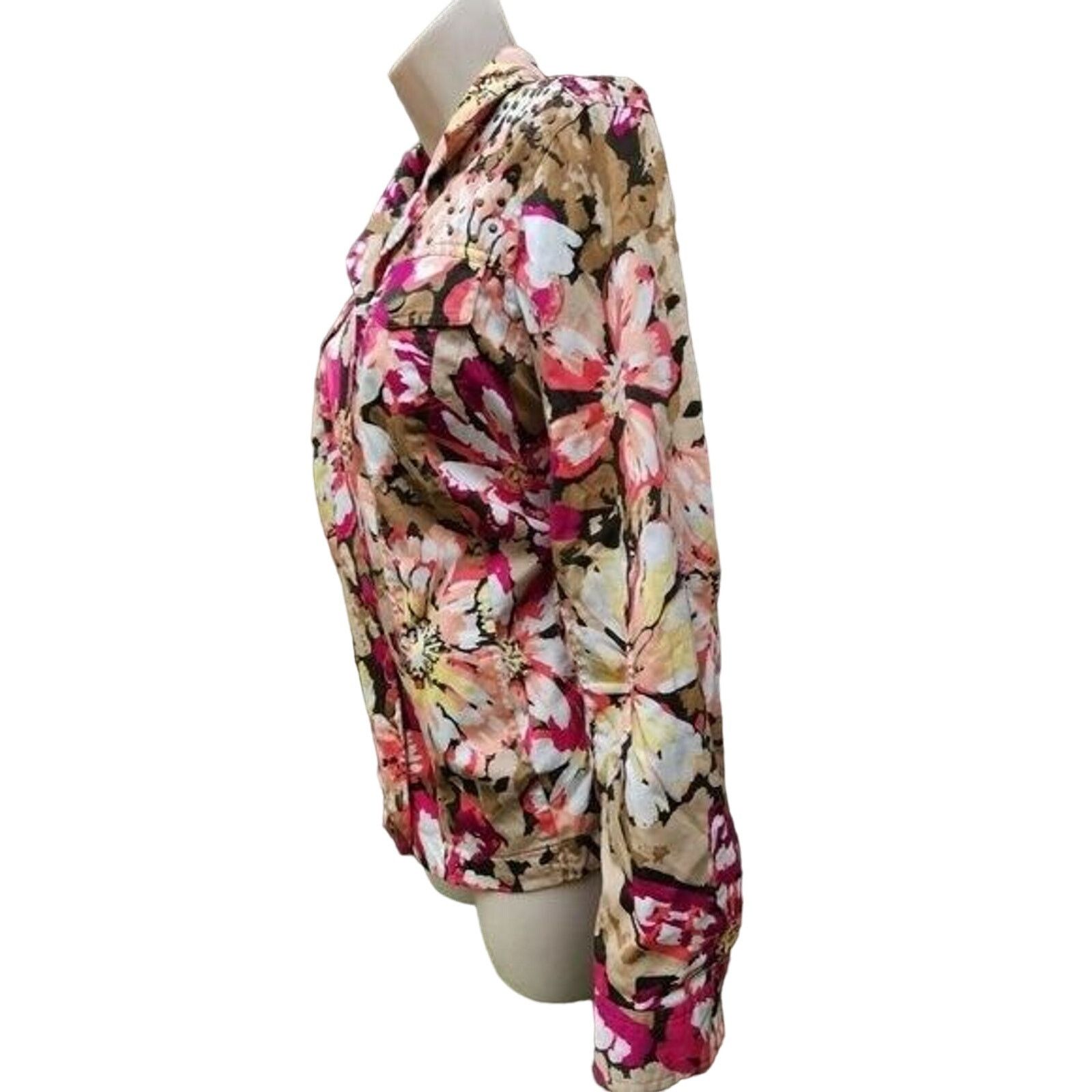 Laura Ashley EUC Laura Ashley Floral Jacket, Size 1X,Brown Long Sleeve Size XL / US 12-14 / IT 48-50 - 2 Thumbnail