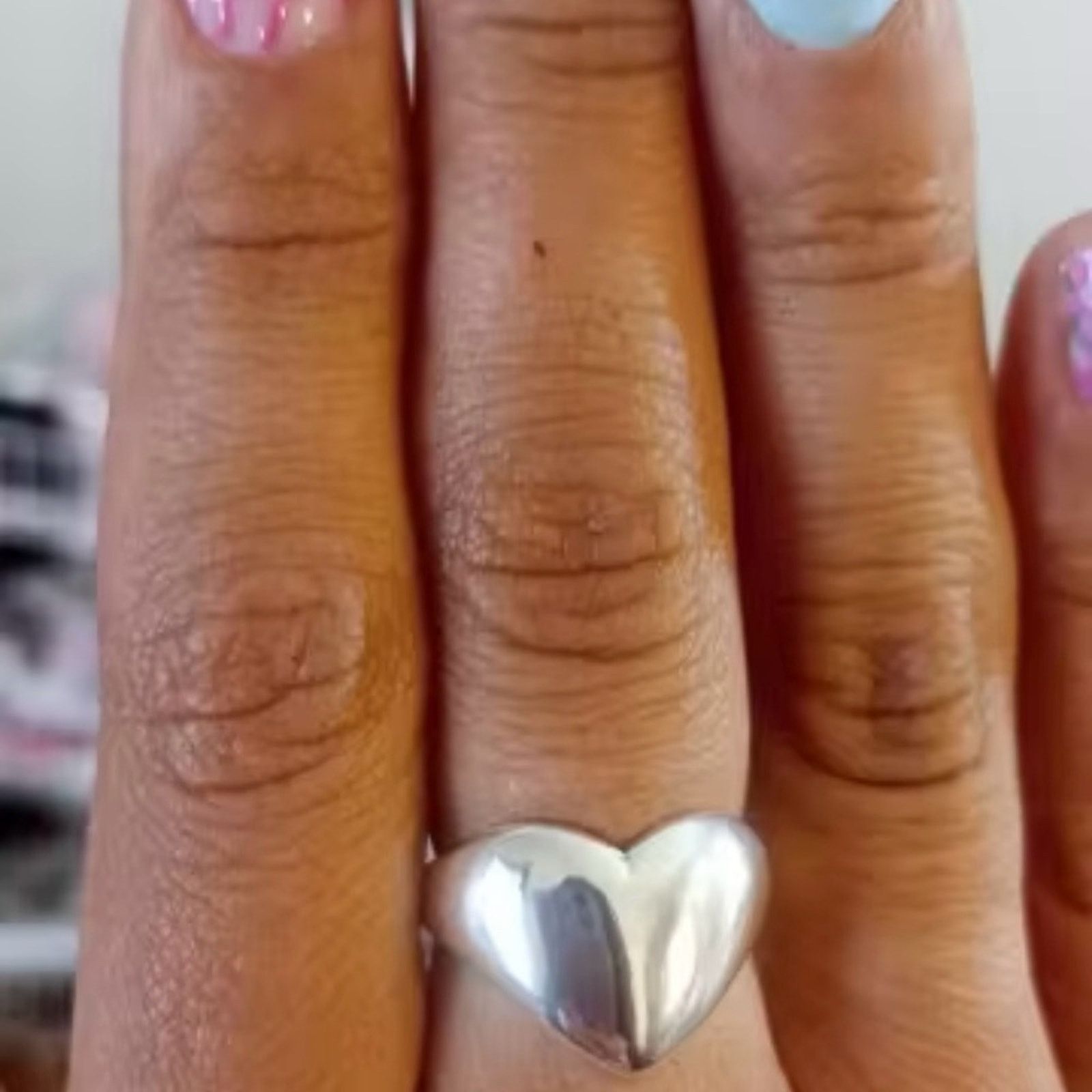 Other 925 Sterling Silver Heart Ring Open size 7, 8 Size ONE SIZE - 4 Thumbnail