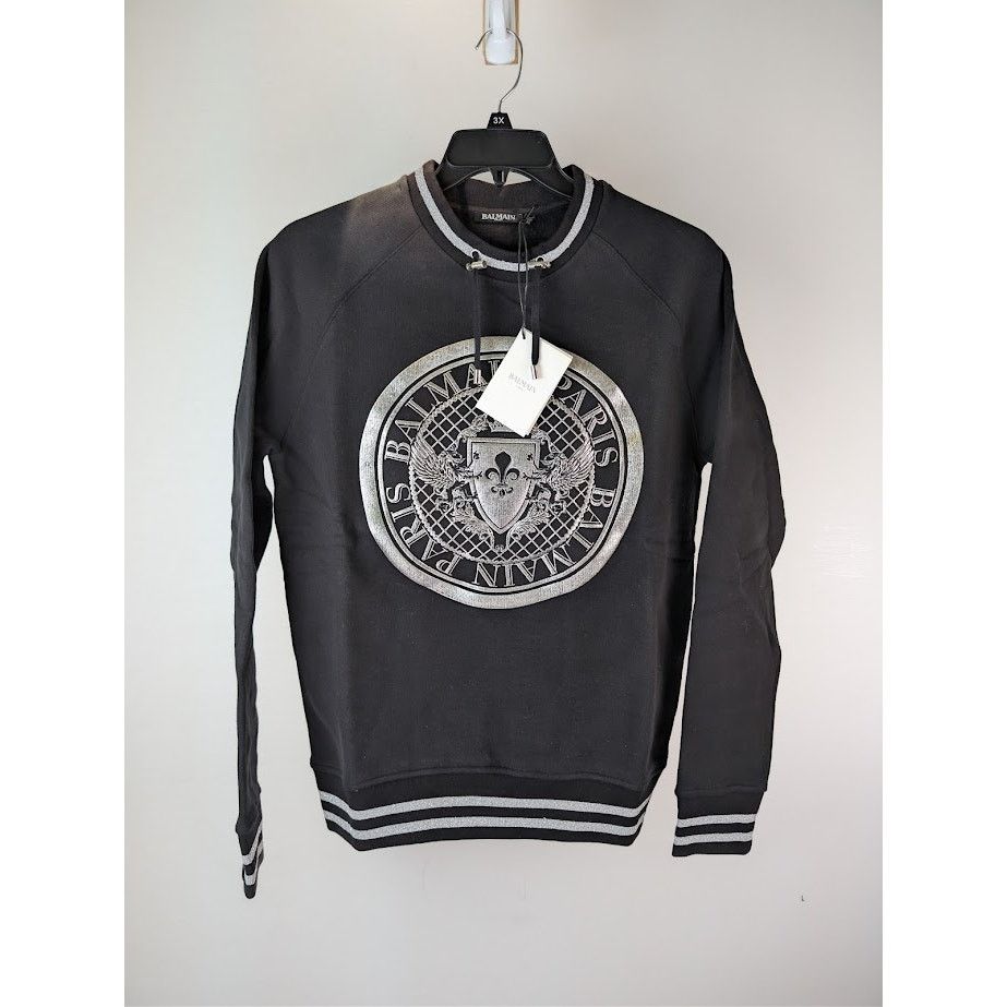 Balmain o1rshd1 Front Logo Crest Sweater in Black Size US M / EU 48-50 / 2 - 8 Thumbnail