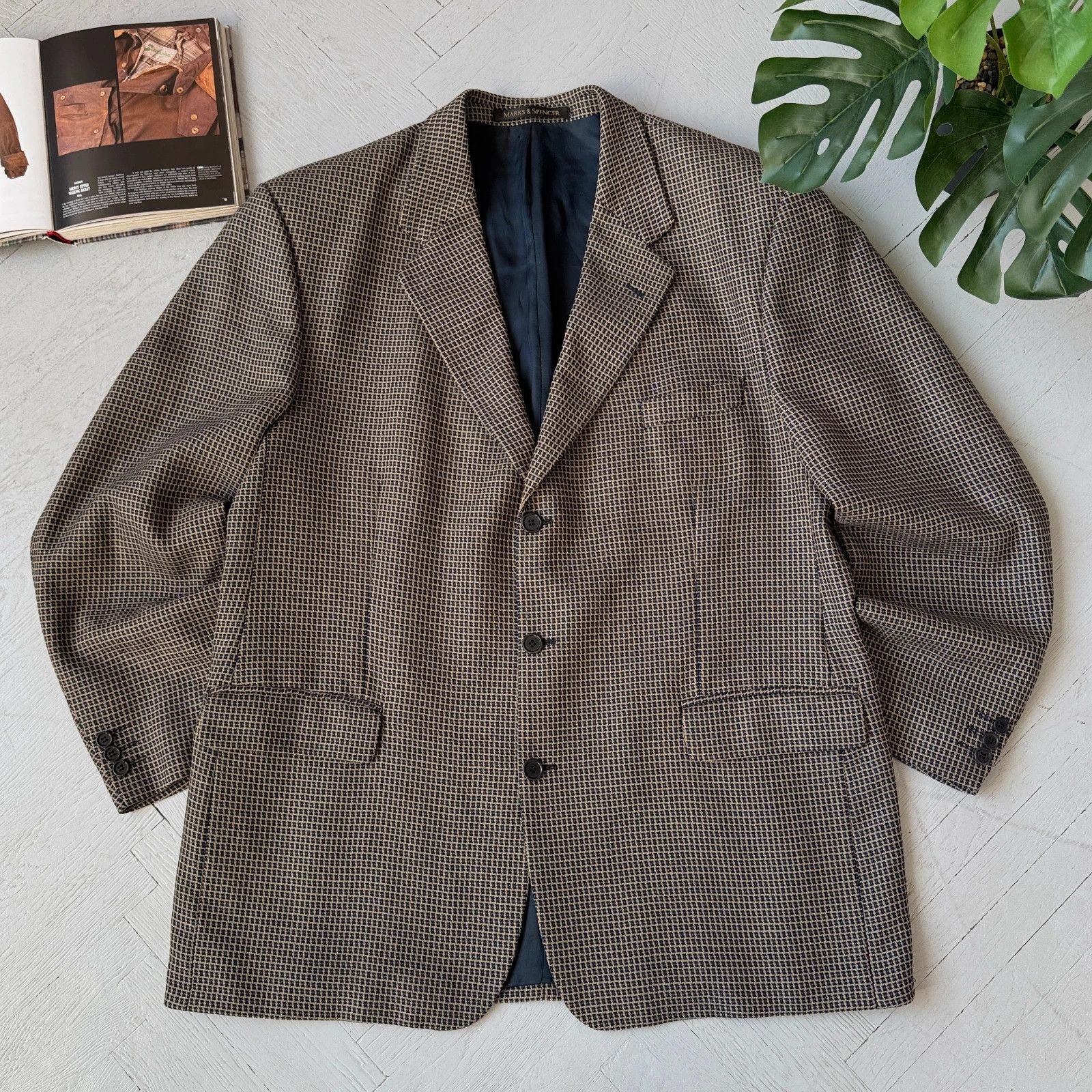 Marks & Spencer Vintage Preppy Classic Wool Check Blazer Jacket Elegant Size US XL / EU 56 / 4 - 1 Thumbnail