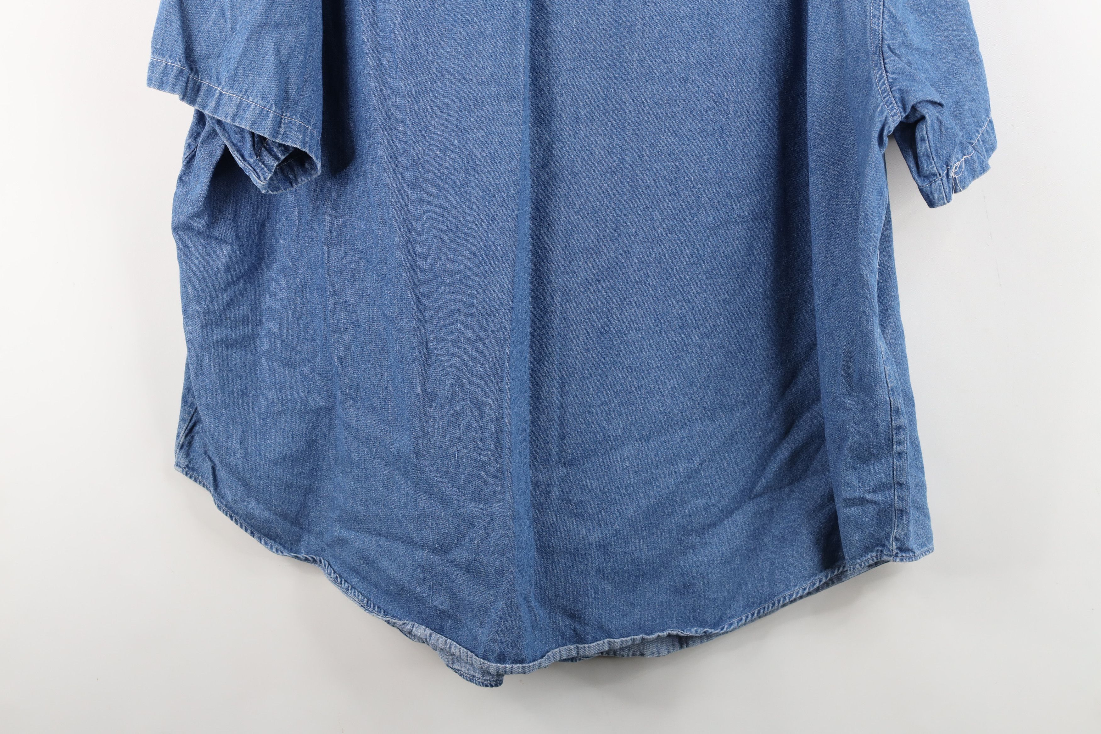 Vintage Vintage 90s Streetwear Baggy Short Sleeve Denim Button Shirt Size S / US 4 / IT 40 - 14 Thumbnail