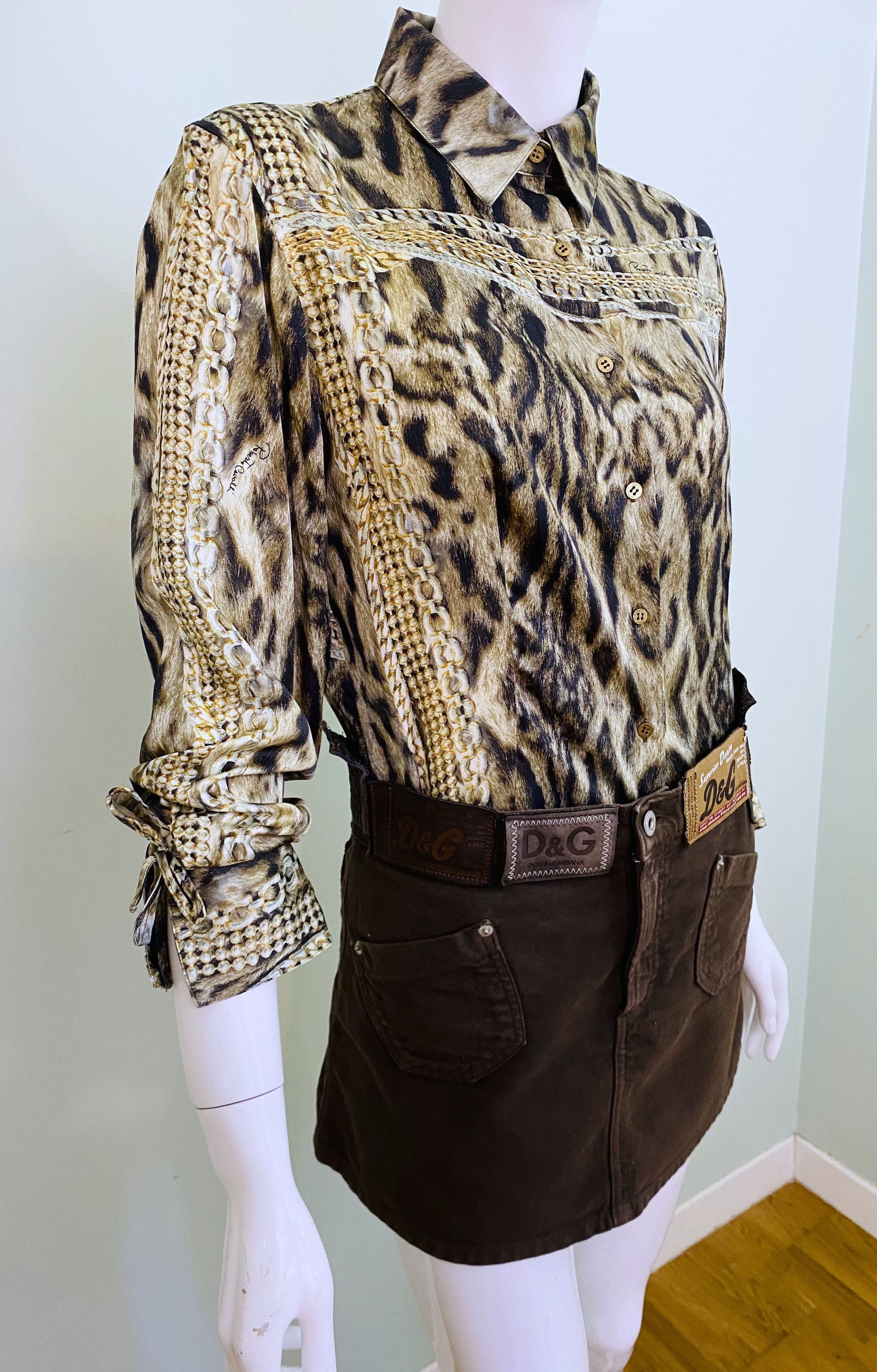 Roberto Cavalli Roberto Cavalli Silk Chain Leopard Lion Corset Top Shirt Size M / US 6-8 / IT 42-44 - 1 Thumbnail