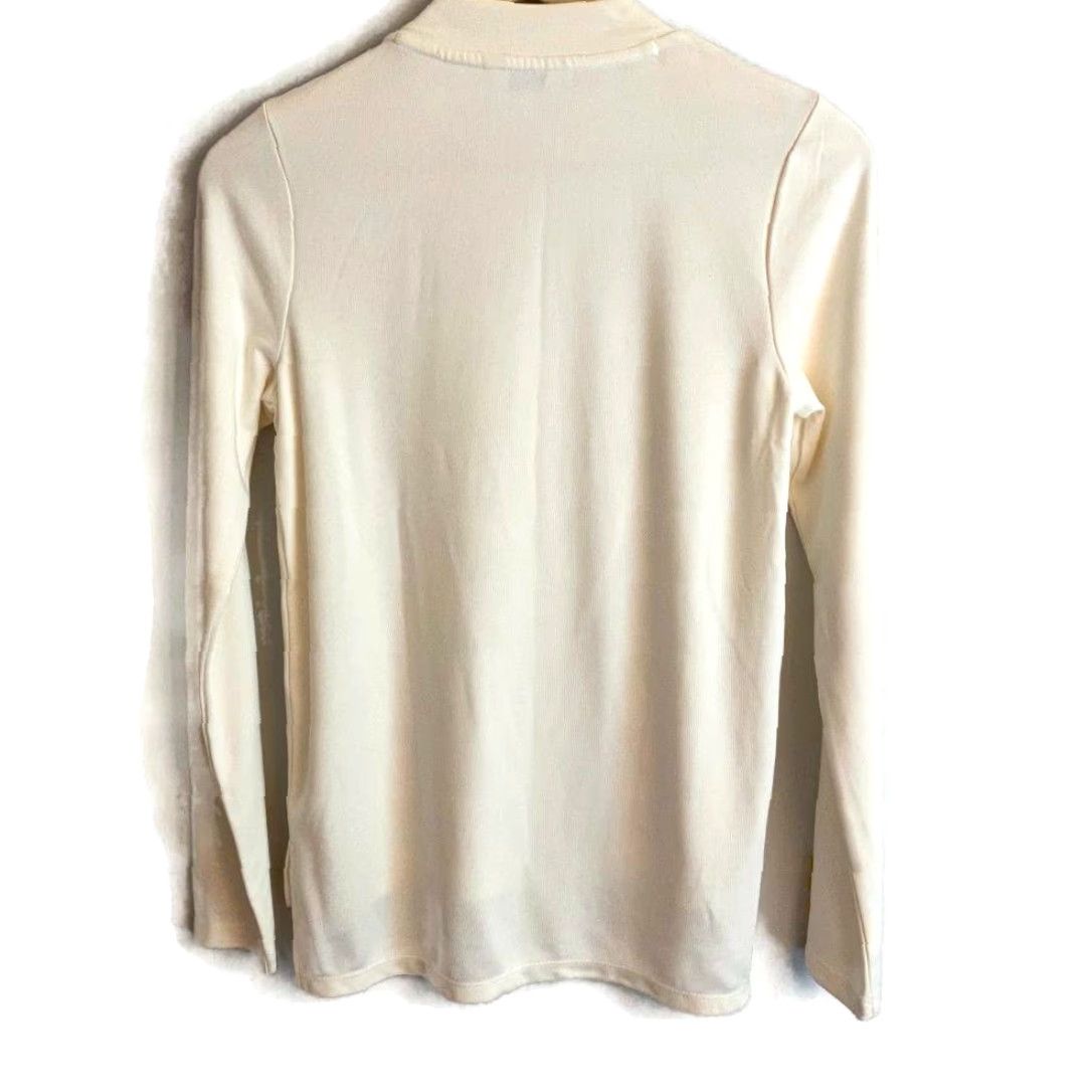 Vintage Crown & Ivy Casual Blouse Beige Long Sleeve Crew Neck XS Womens Size XS / US 0-2 / IT 36-38 - 2 Thumbnail