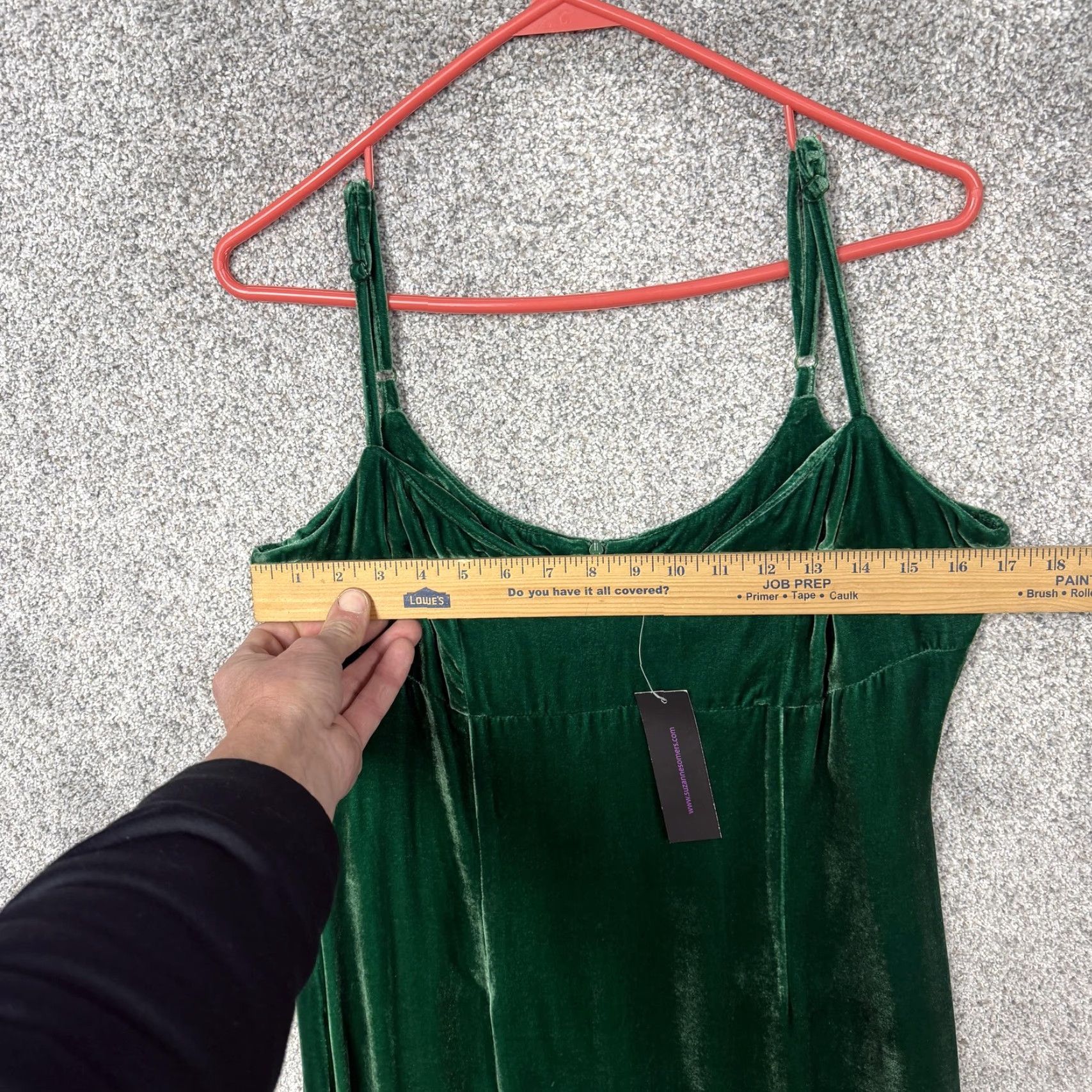 Velvet VINTAGE Suzanne Somers Emerald Green Velvet Slip Dress 10 Women Knee Length Party Cocktail Sleeveless V-Neck Strappy Adjustable Lined Zip Womens Size L / US 10 / IT 46 - 4 Thumbnail