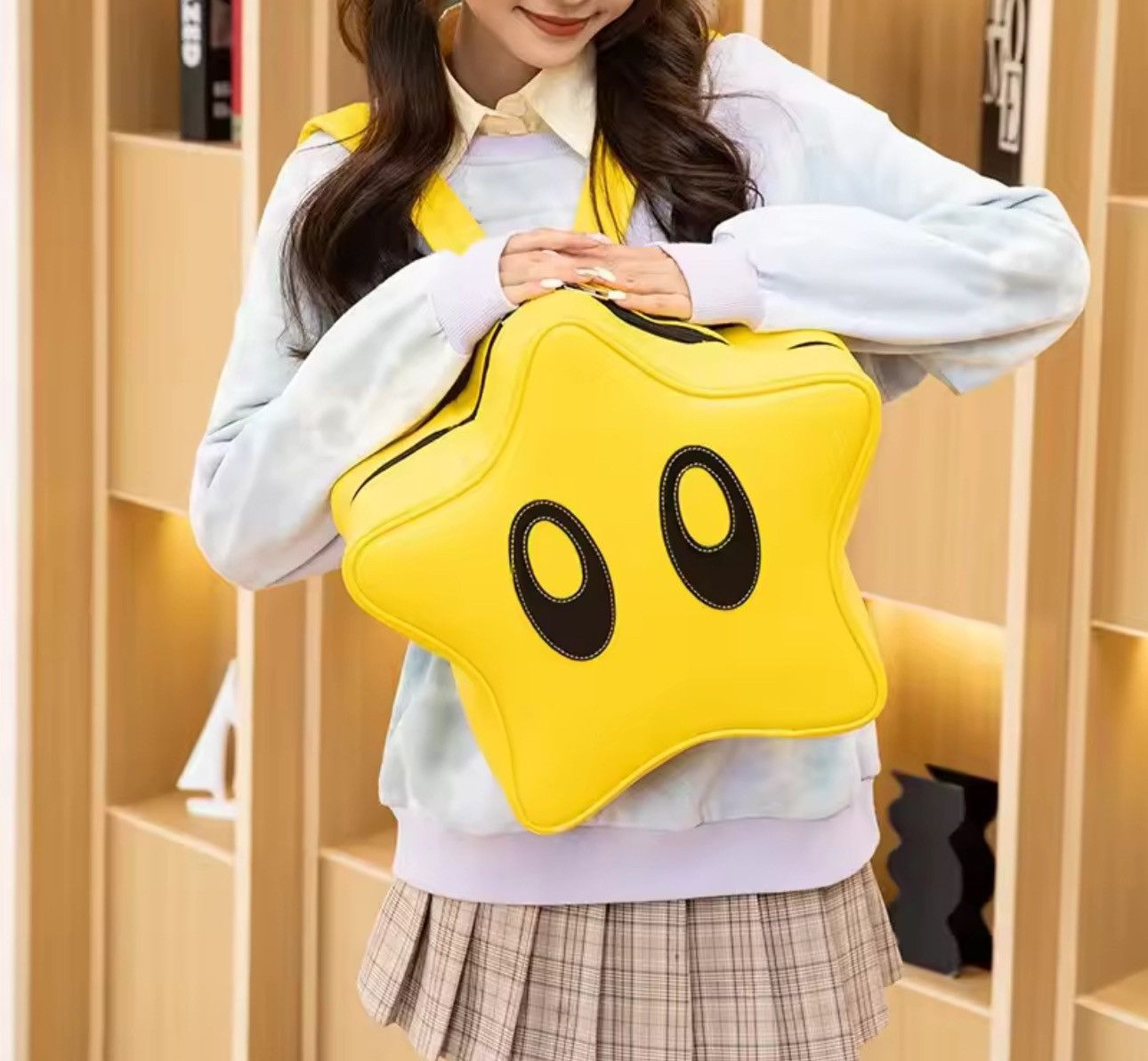 Other Cartoon Big Eyes Star Style Yellow Backpack Size ONE SIZE - 2 Thumbnail