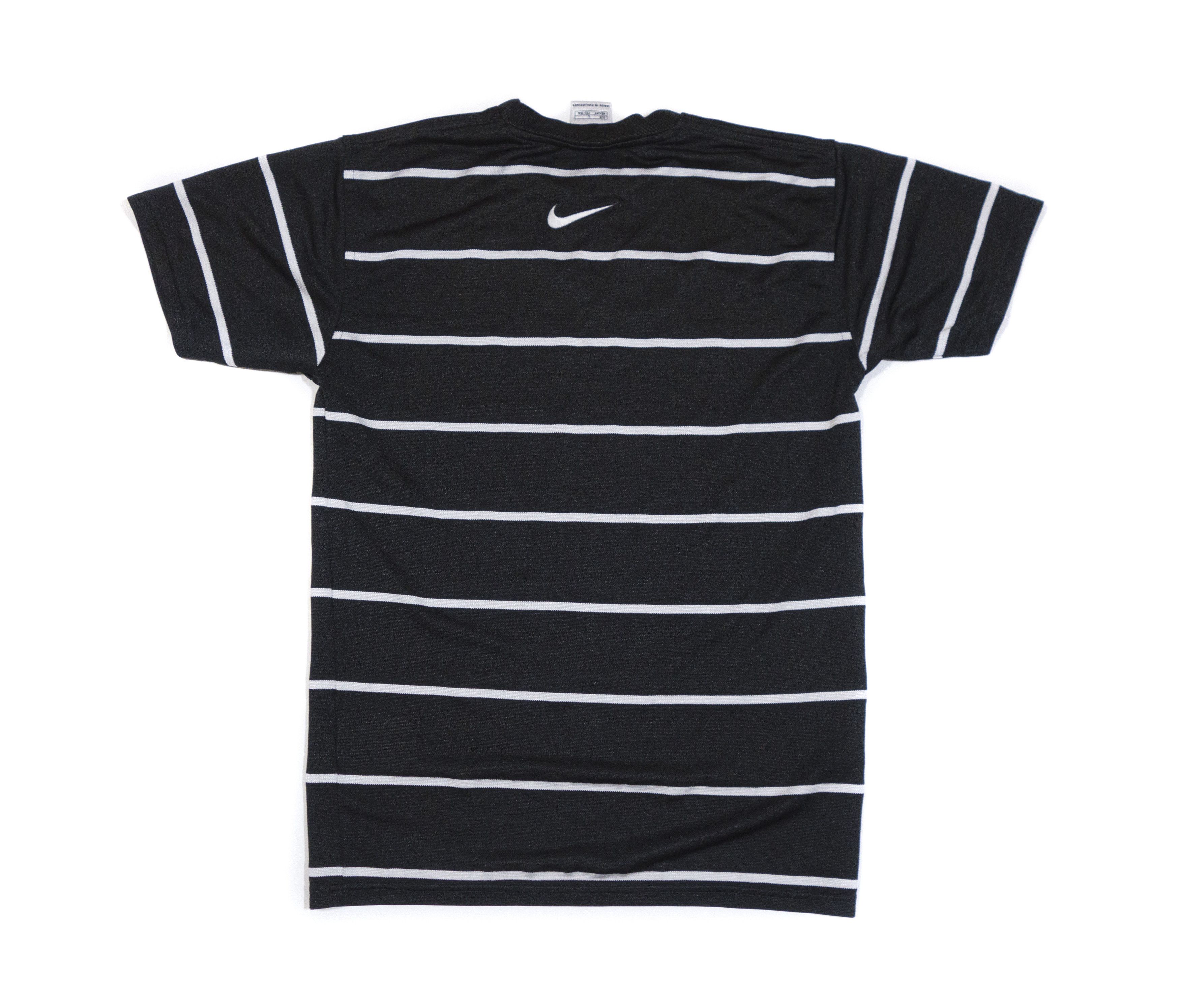 Nike 90S Big Swoosh Striped Kids Stretch T-Shirt Size L / US 10 / IT 46 - 2 Thumbnail
