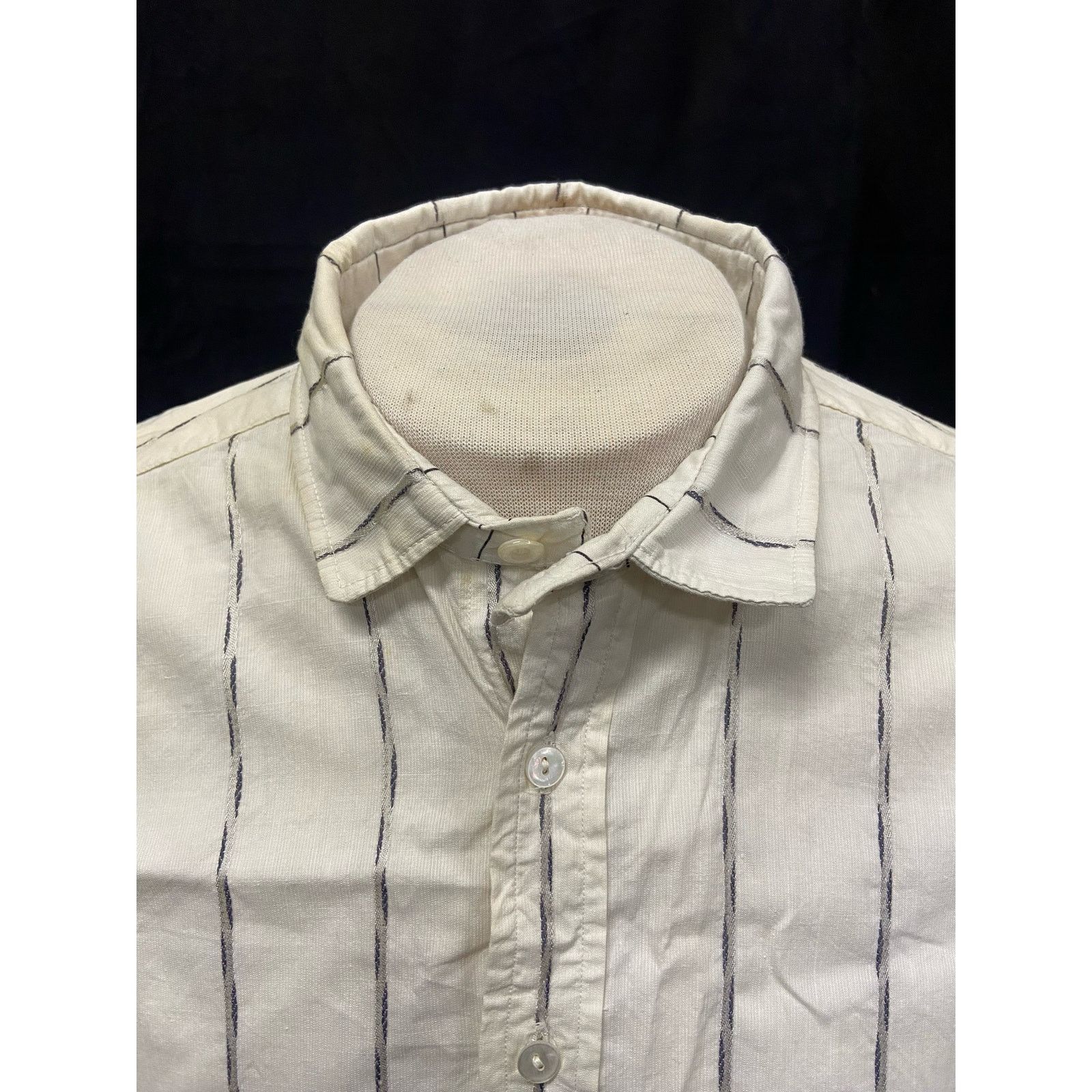 Vintage 20s 30s Vintage White Black Striped Cotton Dress Shirt Size US L / EU 52-54 / 3 - 6 Thumbnail