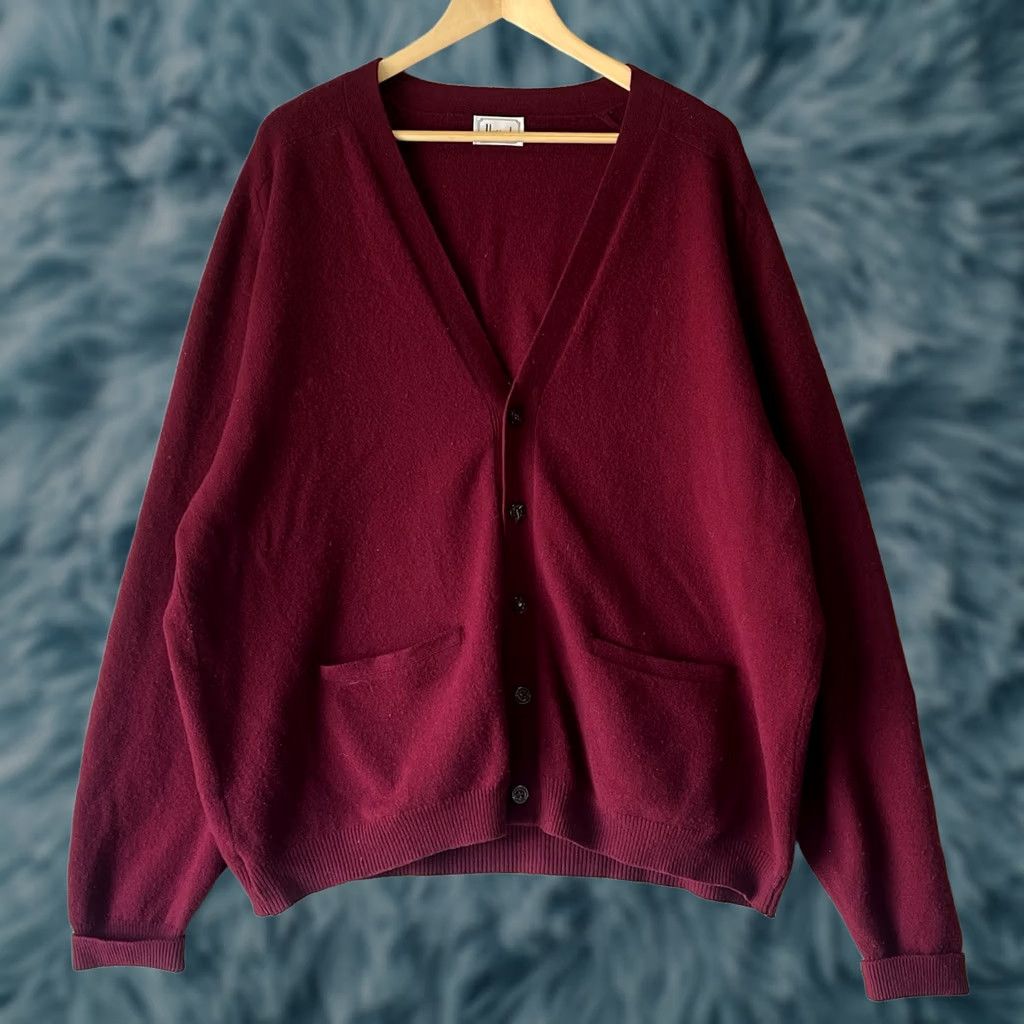 Harrods VINTAGE Harrods Mens Cardigan Burgundy Pure Lambs wool Sz 58 Size US XXL / EU 58 / 5 - 1 Thumbnail