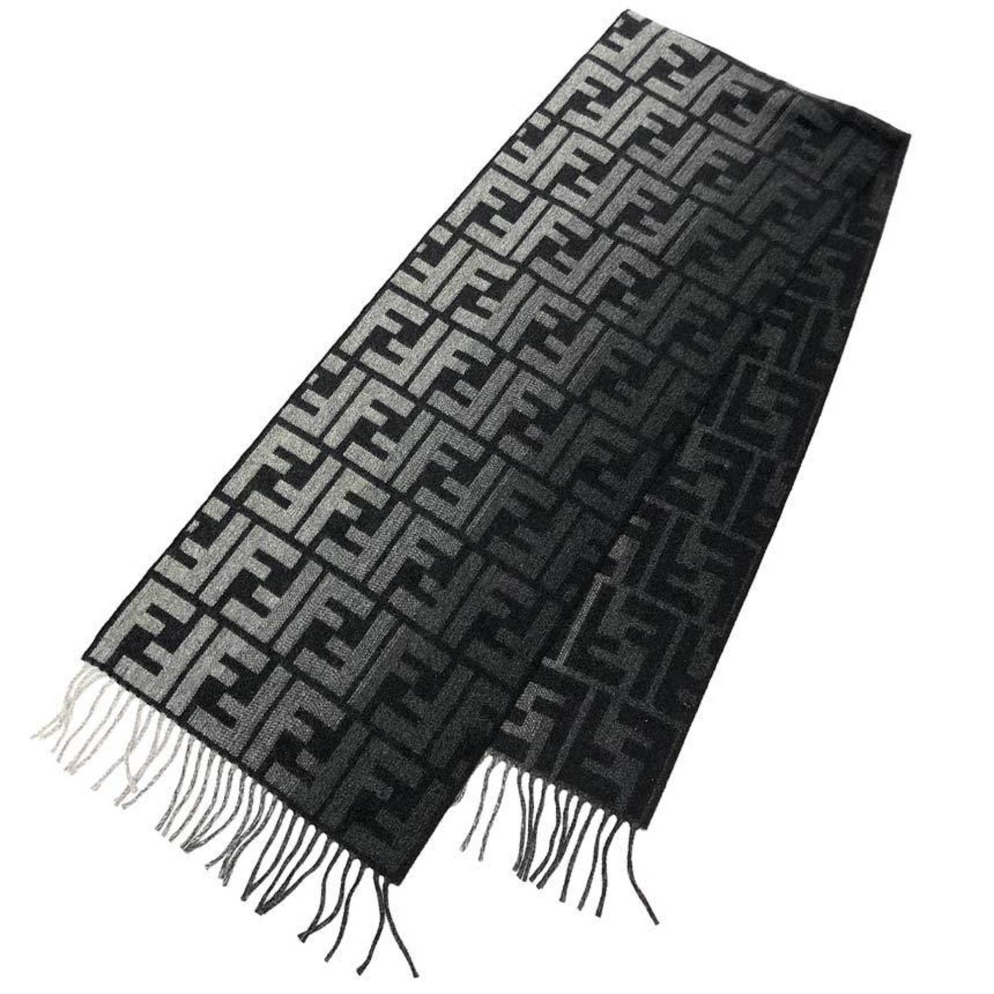 Fendi Fendi Zucca FF Scarf/Stole, Black x Gray, Wool, Men's/Women's Size ONE SIZE - 1 Thumbnail