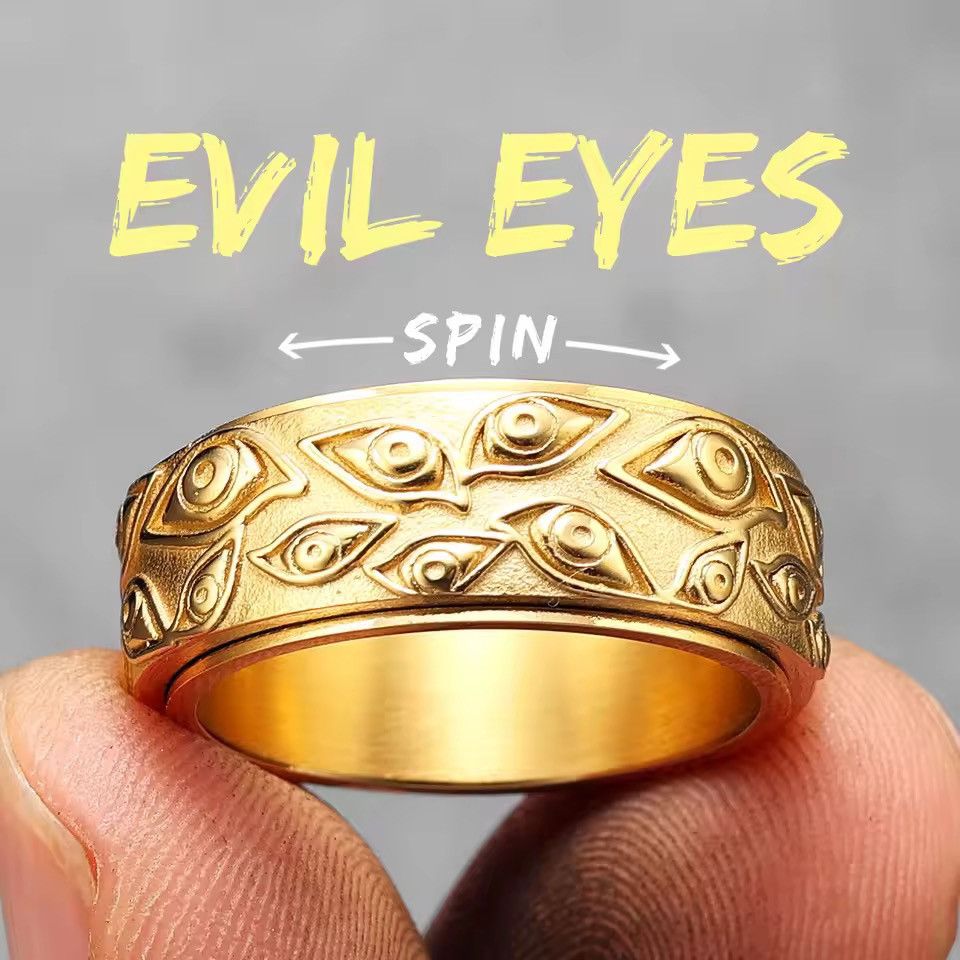 Jewelry "All-Seeing Eyes" Gothic Band Ring (Size 6-13) Size ONE SIZE - 3 Thumbnail