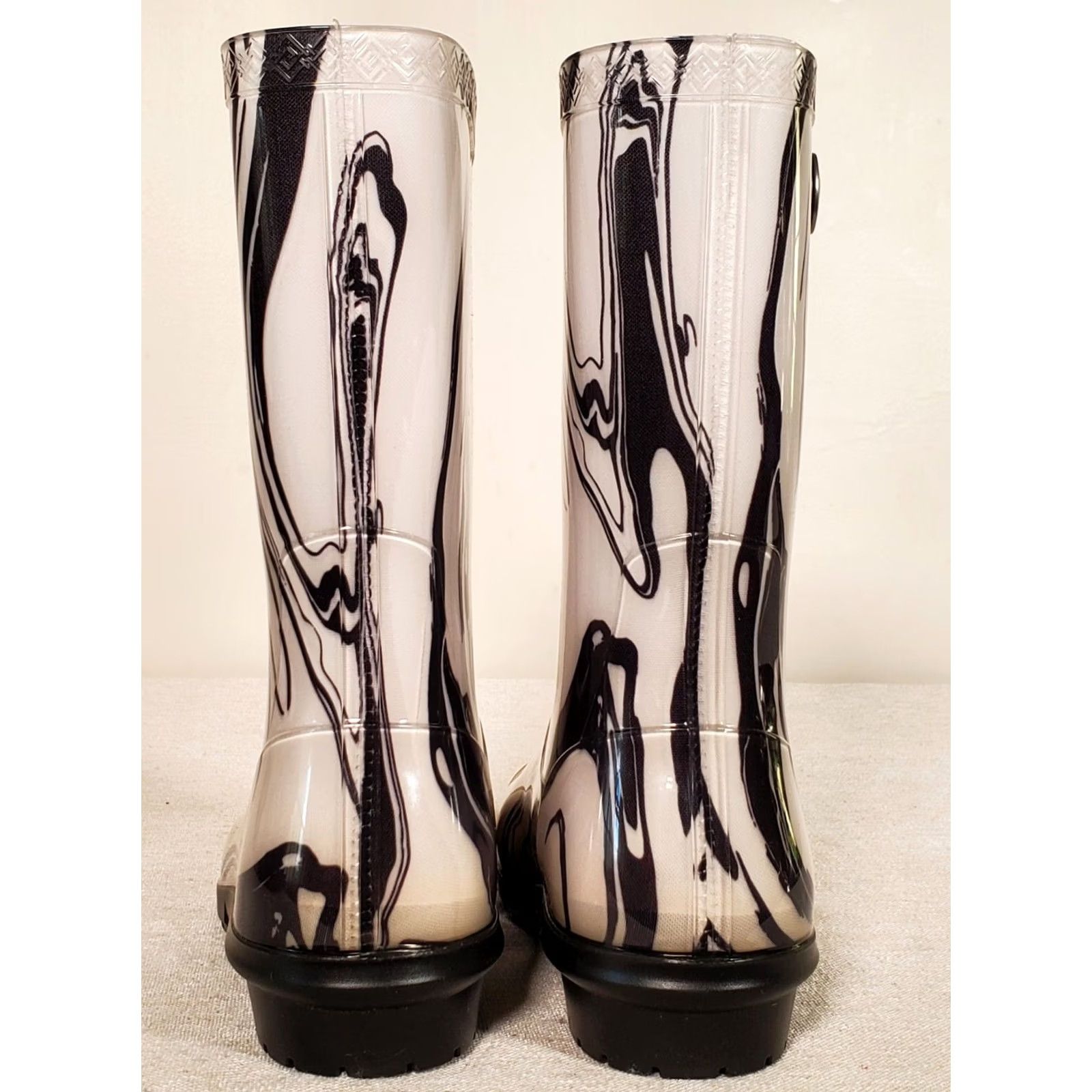 Ugg UGG Sienna Marble Black White Rubber Rain Boots Fur Insole Women's US 7 New Size US 7 / IT 37 - 3 Thumbnail