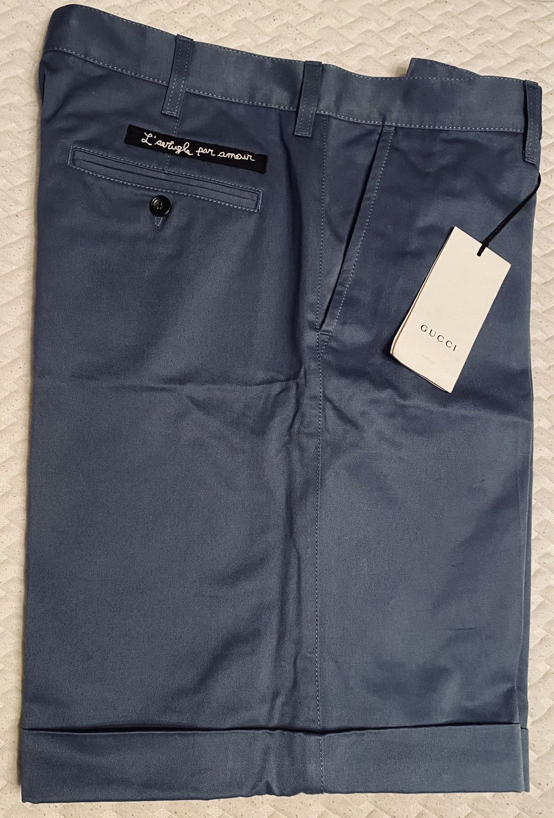 Gucci Gucci 🇮🇹 Blind for Love Thunder Blue Resort Bermudas 36 NWT Size US 36 / EU 52 - 17 Thumbnail