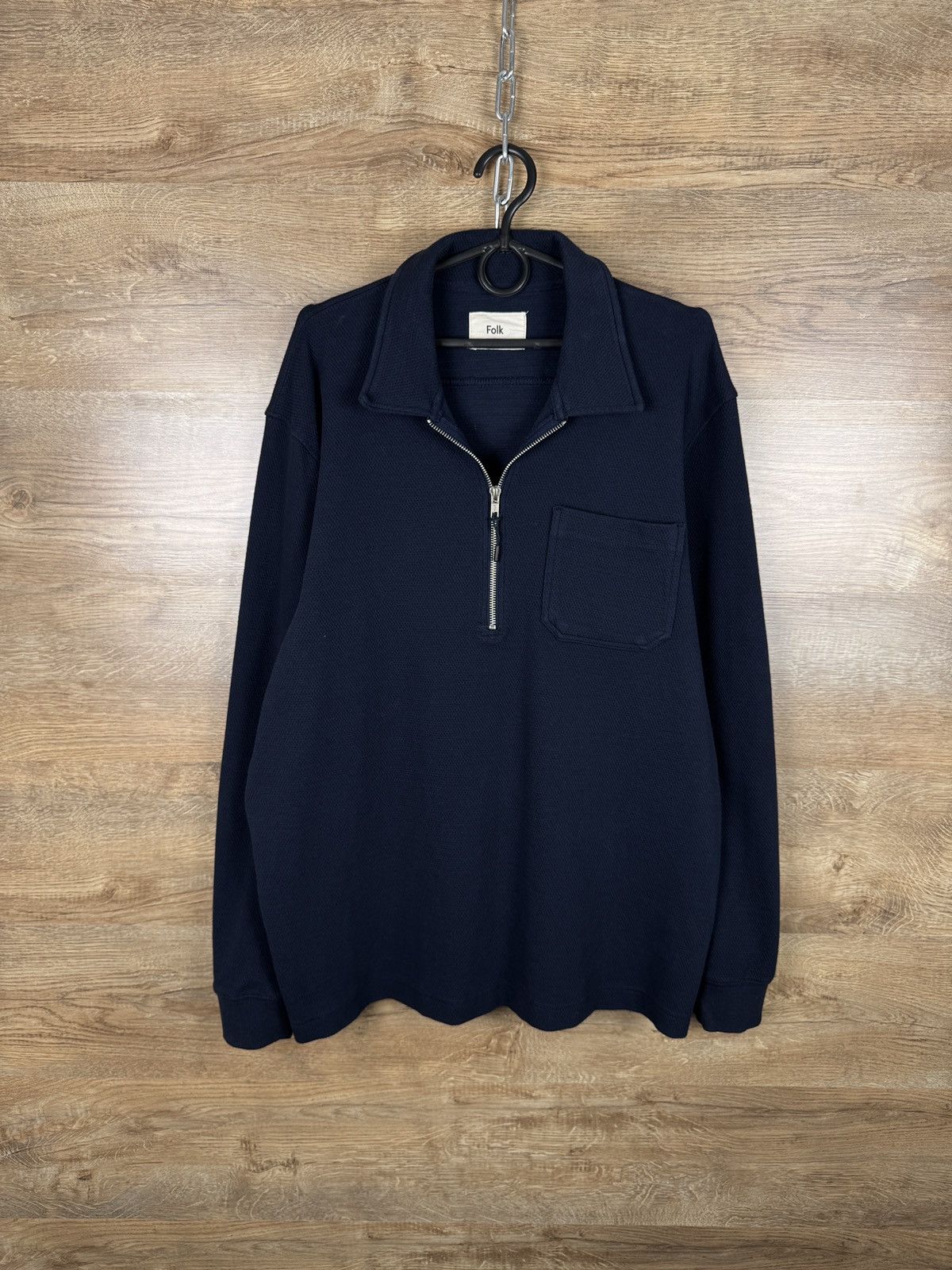 Folk Mens Folk 1/3 zip sweatshirt luxury navy hoodie polos Size US XL / EU 56 / 4 - 1 Thumbnail