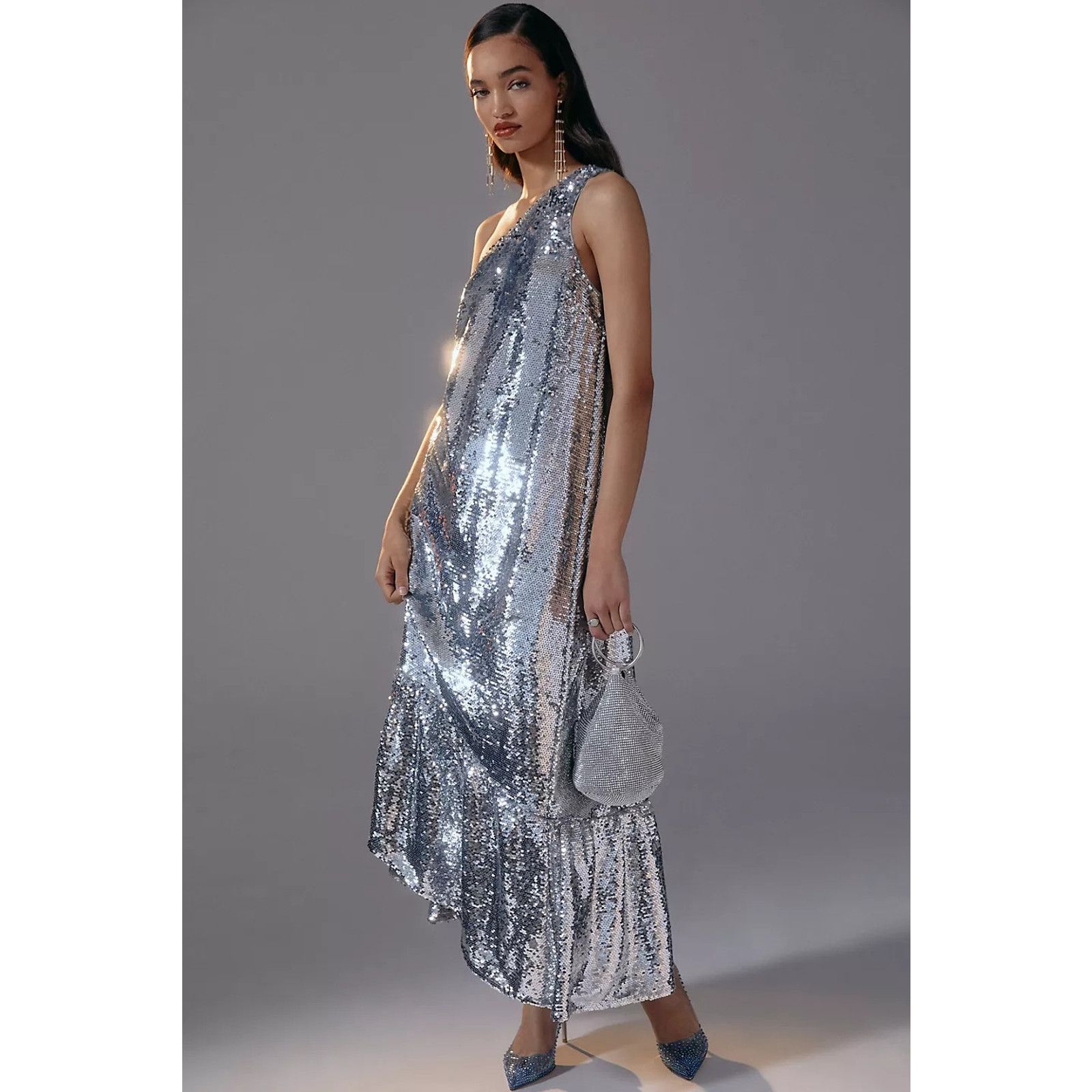 Anthropologie New Anthropologie Maeve One-Shoulder Sequin Dress $230 XS Size XS / US 0-2 / IT 36-38 - 2 Thumbnail