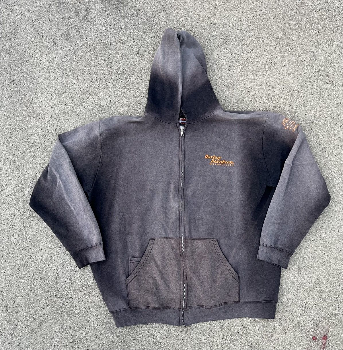 Harley Davidson Vintage Harley Davidson Zip Hoodie Sweatshirt Jacket Fade Size US XL / EU 56 / 4 - 1 Thumbnail