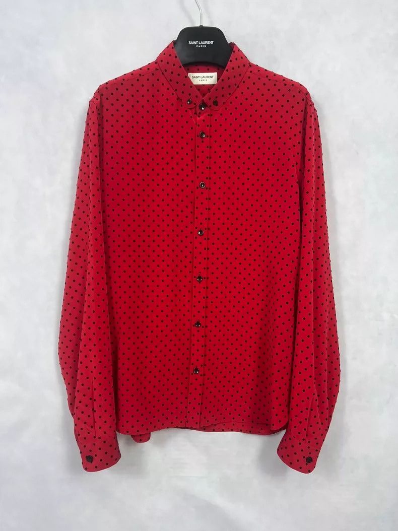 Saint Laurent Paris Saint Laurent Paris size 39 21fw Mulberry Silk Black Red P Size US M / EU 48-50 / 2 - 1 Thumbnail