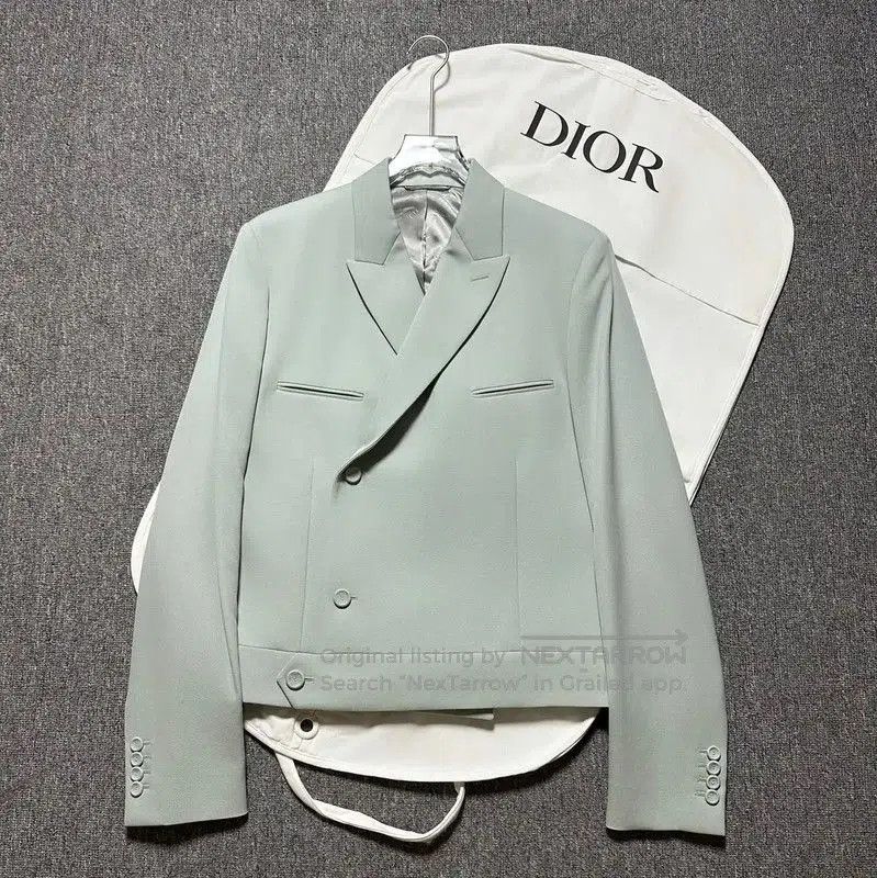 Dior Dior Long Sleeve Aqua Wool Outerwear . Size US XL / EU 56 / 4 - 1 Thumbnail