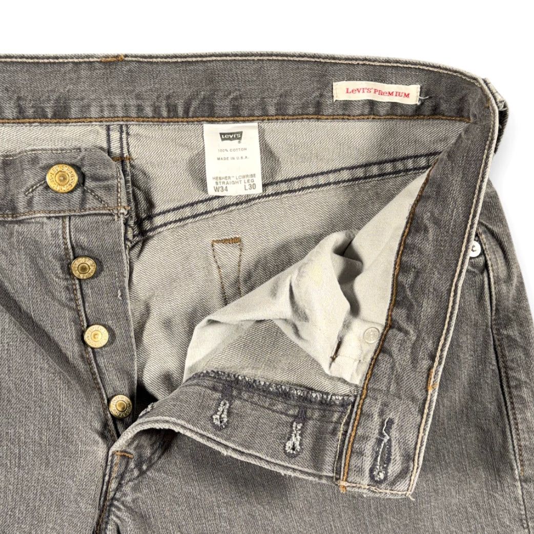 Levi's VINTAGE Levi's Premium Jeans Mens 34x30 Gray Hesher Lowrise Straight Leg USA 90s 2000s Mens Jeans Size US 34 / EU 50 - 4 Thumbnail
