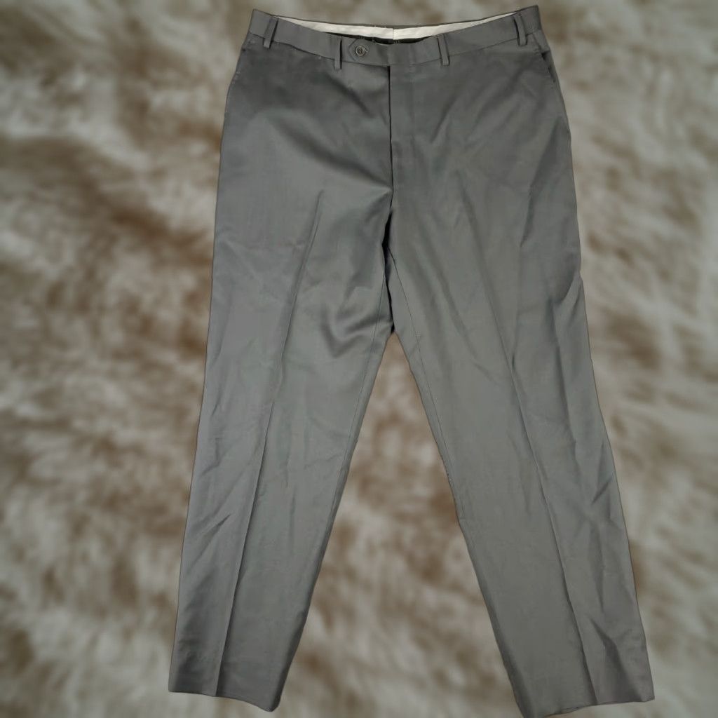 Canali Canali Gray Wool Dress Pants 34x28 Flat Front Men's Trousers Regular Fit Size US 34 / EU 50 - 1 Thumbnail