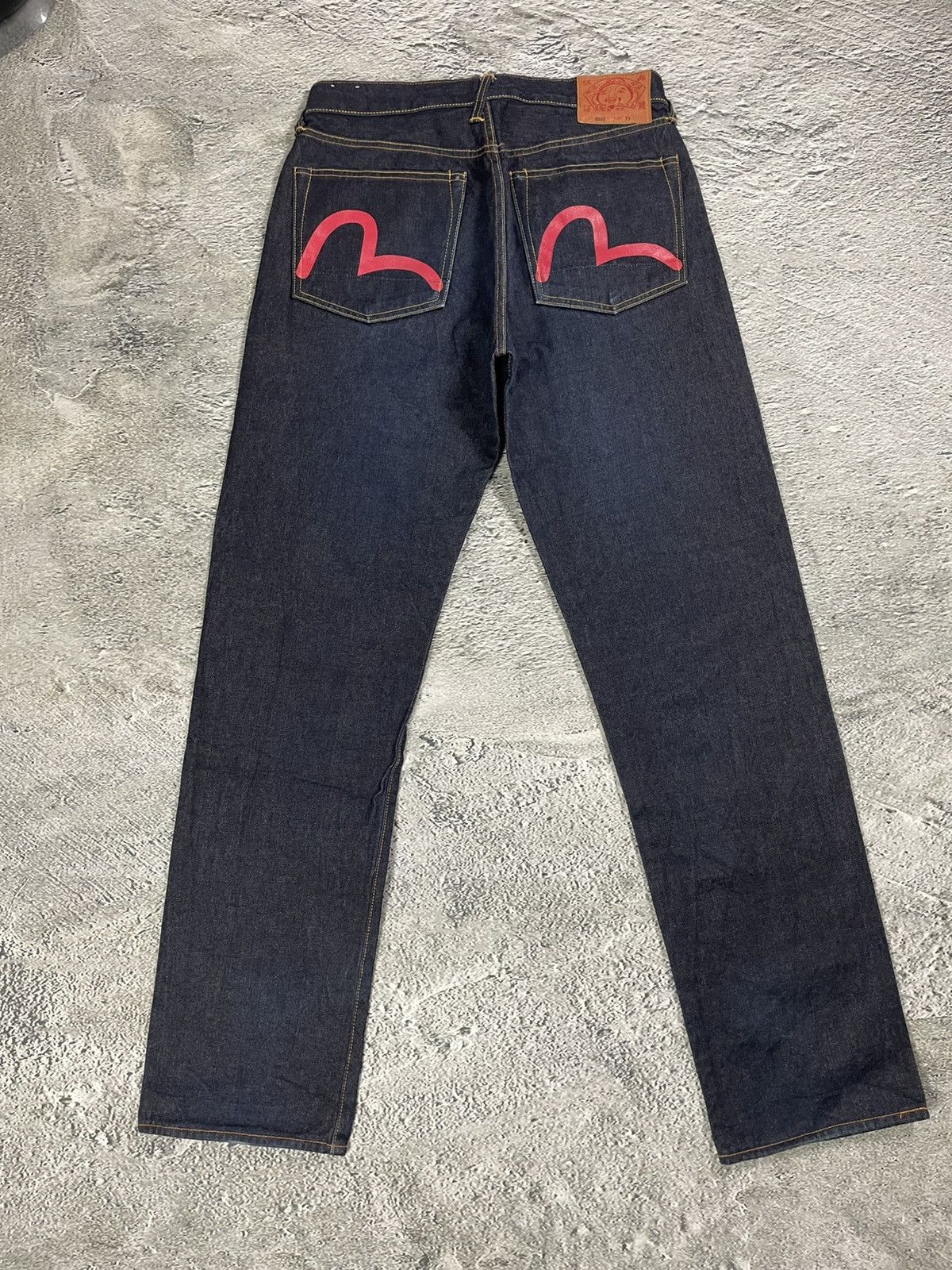 Evisu Evisu jeans red logo selvedge navy denim vintage Size US 33 - 1 Thumbnail
