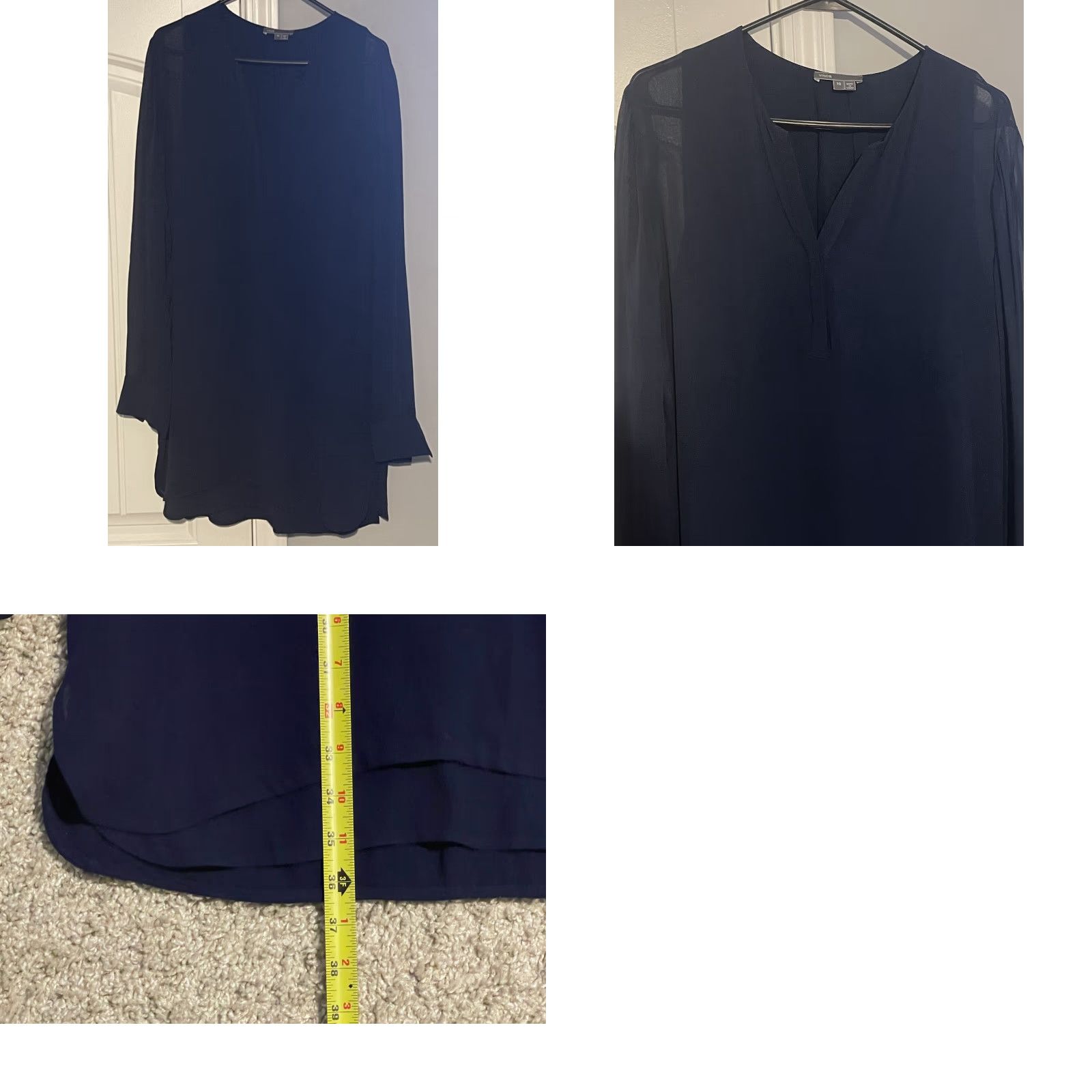 Vince Vince Silk Shirt Dress Long Sleeve Double Layered Black Size 10 Womens EUC Size L / US 10 / IT 46 - 8 Thumbnail