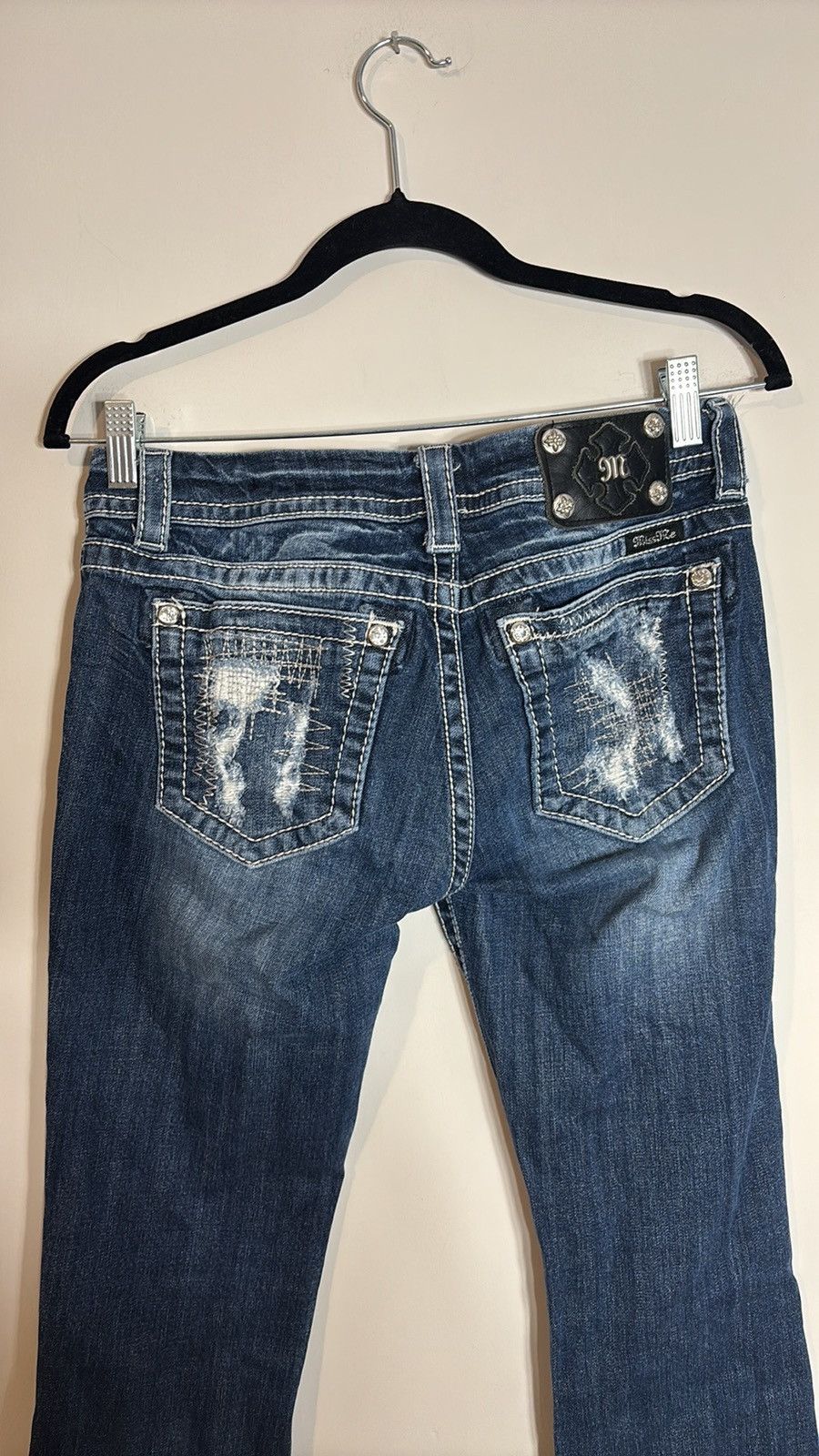 Miss Me Miss Me Jeans Size 28 Bootcut JE8037BR Blue Faded Distressed Size 29" - 1 Thumbnail