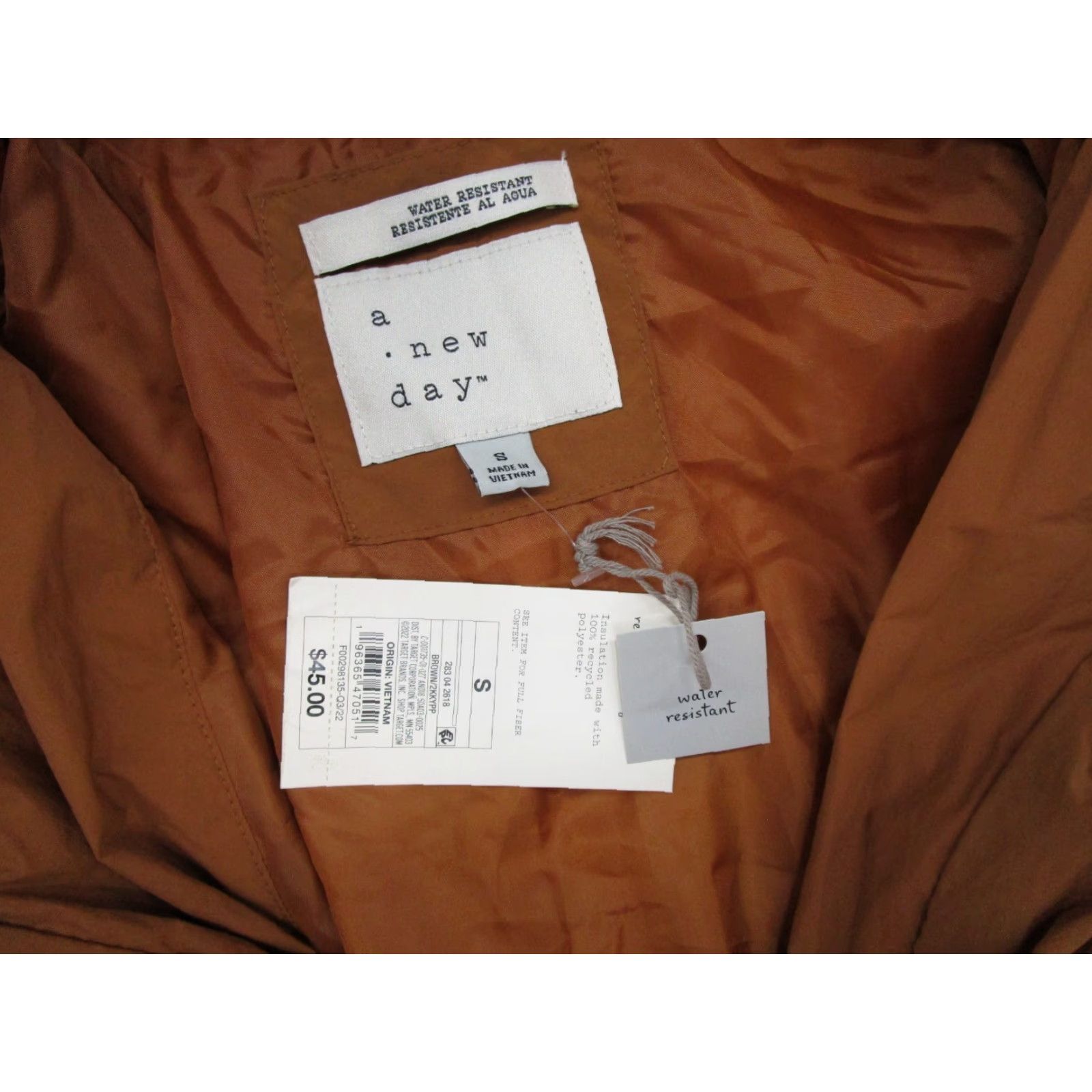 Vintage A New Day Women's Puffer Belted Water Resistant Jacket Beige S NEW Size S / US 4 / IT 40 - 2 Thumbnail