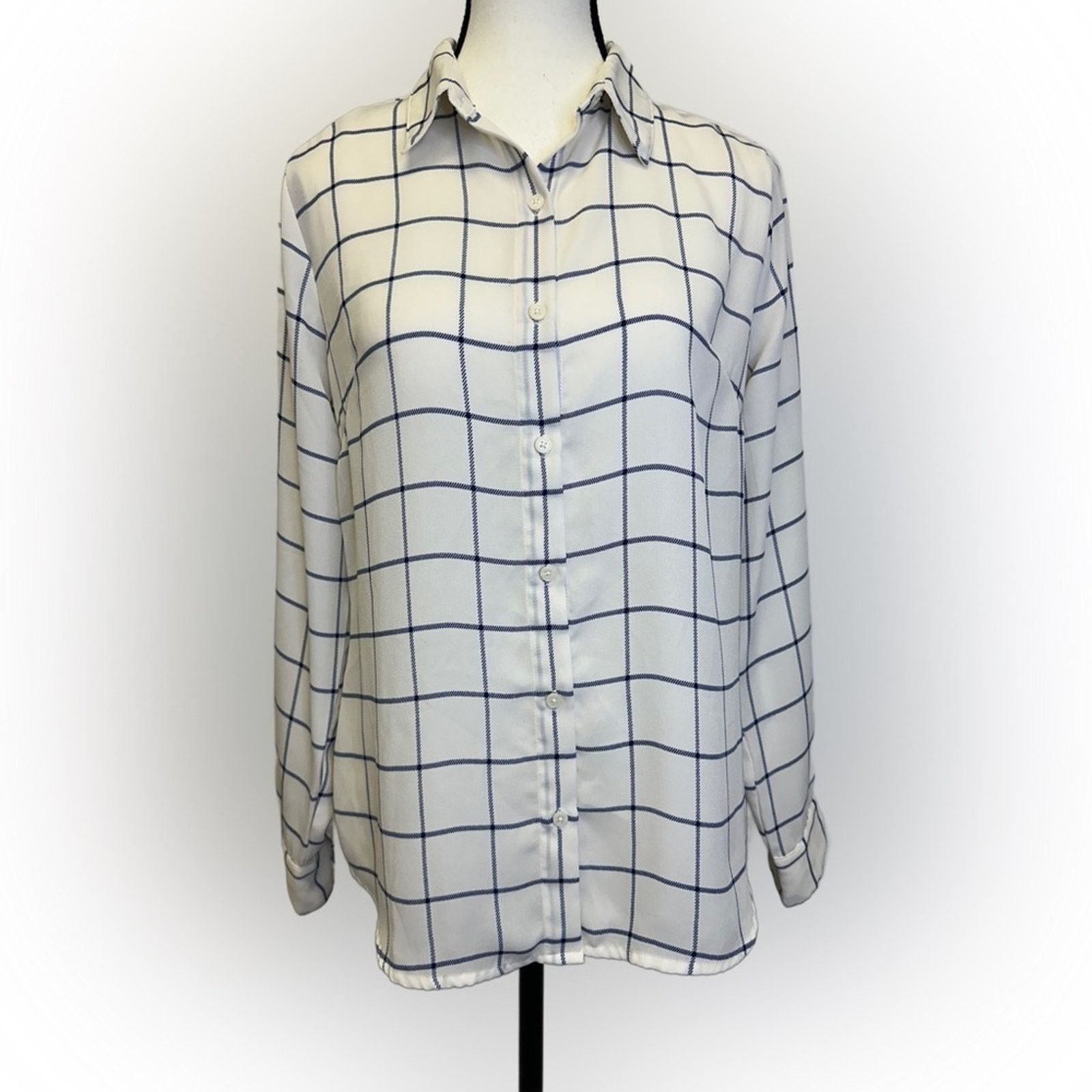 Banana Republic Banana Republic Sheer Plaid Button-Down Blouse Size S Size S / US 4 / IT 40 - 1 Thumbnail