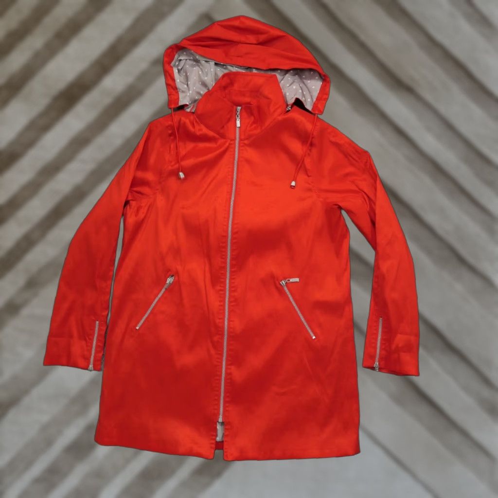 Rains Mycra Pac Jacket Womens 0 Small Orange Rain Coat Hooded Long Size XS / US 0-2 / IT 36-38 - 1 Thumbnail