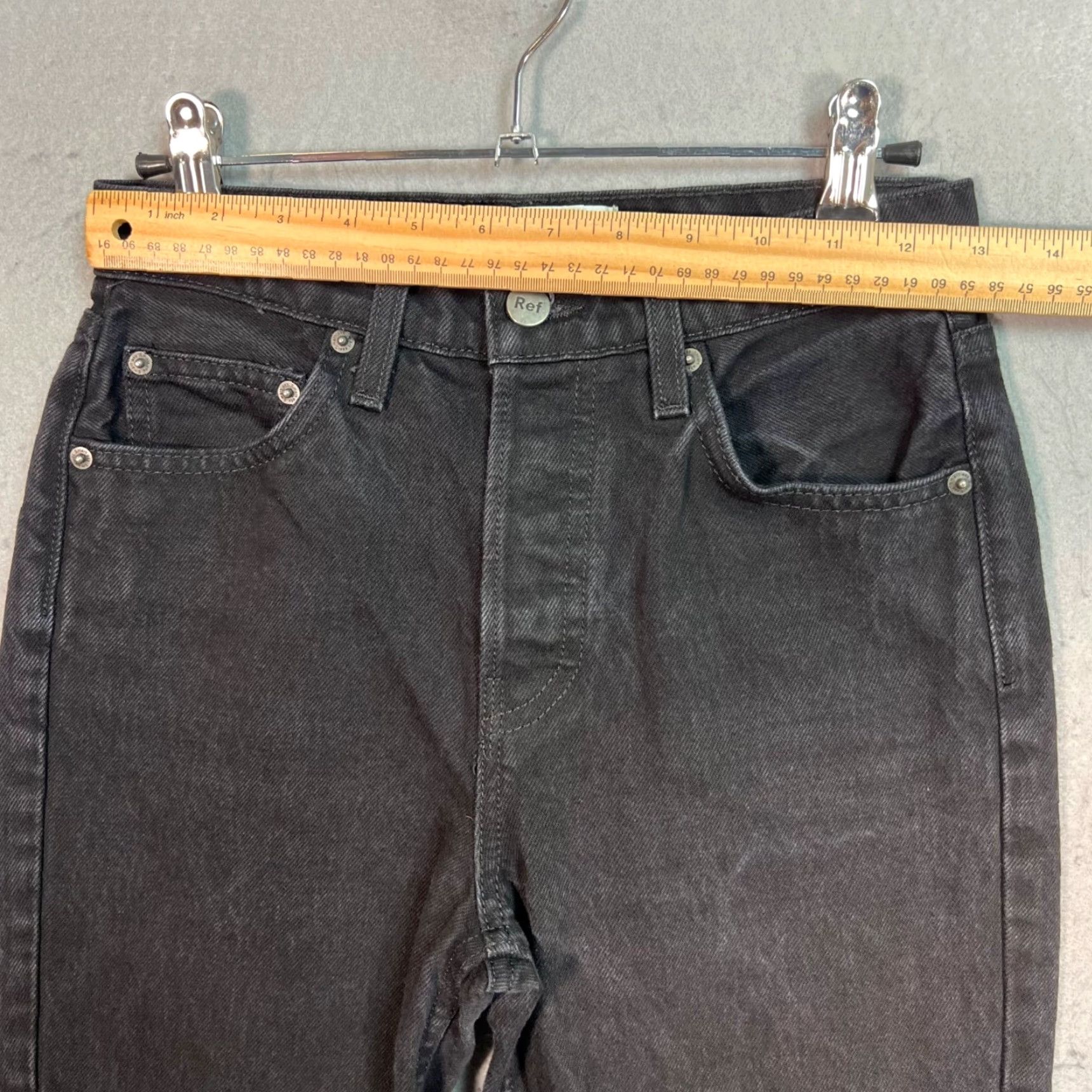 Reformation Reformation Jordy Kick Flare Jeans Black Size 24 Cotton Blend Denim Womens Size 42" / US 20 - 7 Thumbnail