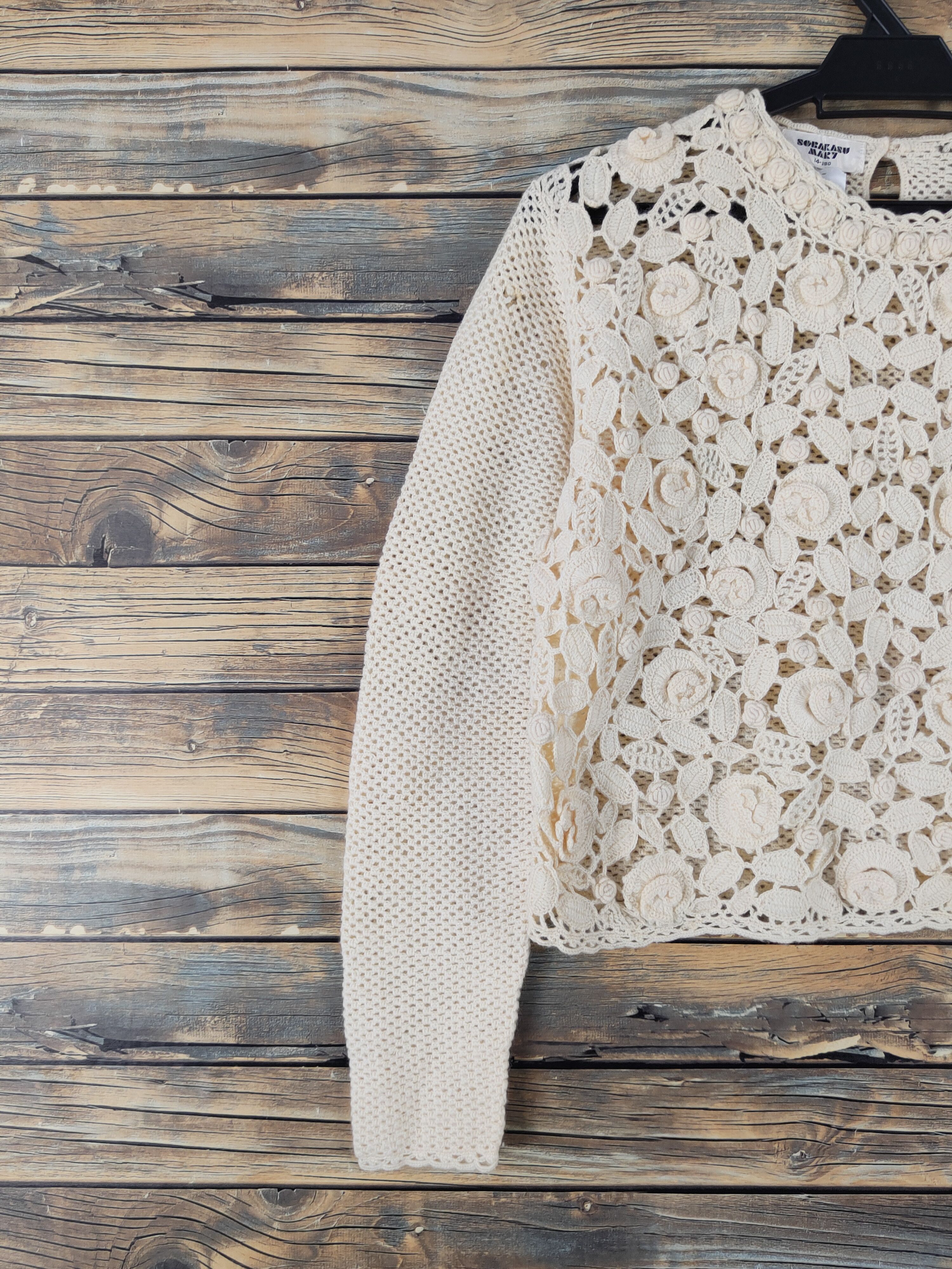 Japanese Brand × Vintage Sobakasu Mary Yellow Knitwear Crop Tops mesh net #W2123 Size S / US 4 / IT 40 - 3 Thumbnail