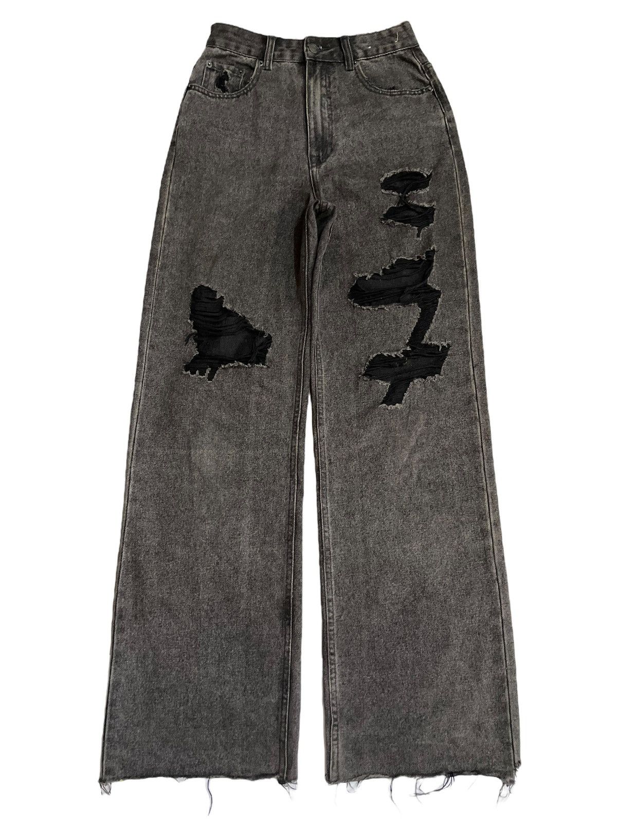 KMRii Vintage Japanese Distressed Fade Wash Wide Leg Baggy Jeans Size 26" / US 2 / IT 38 - 5 Thumbnail