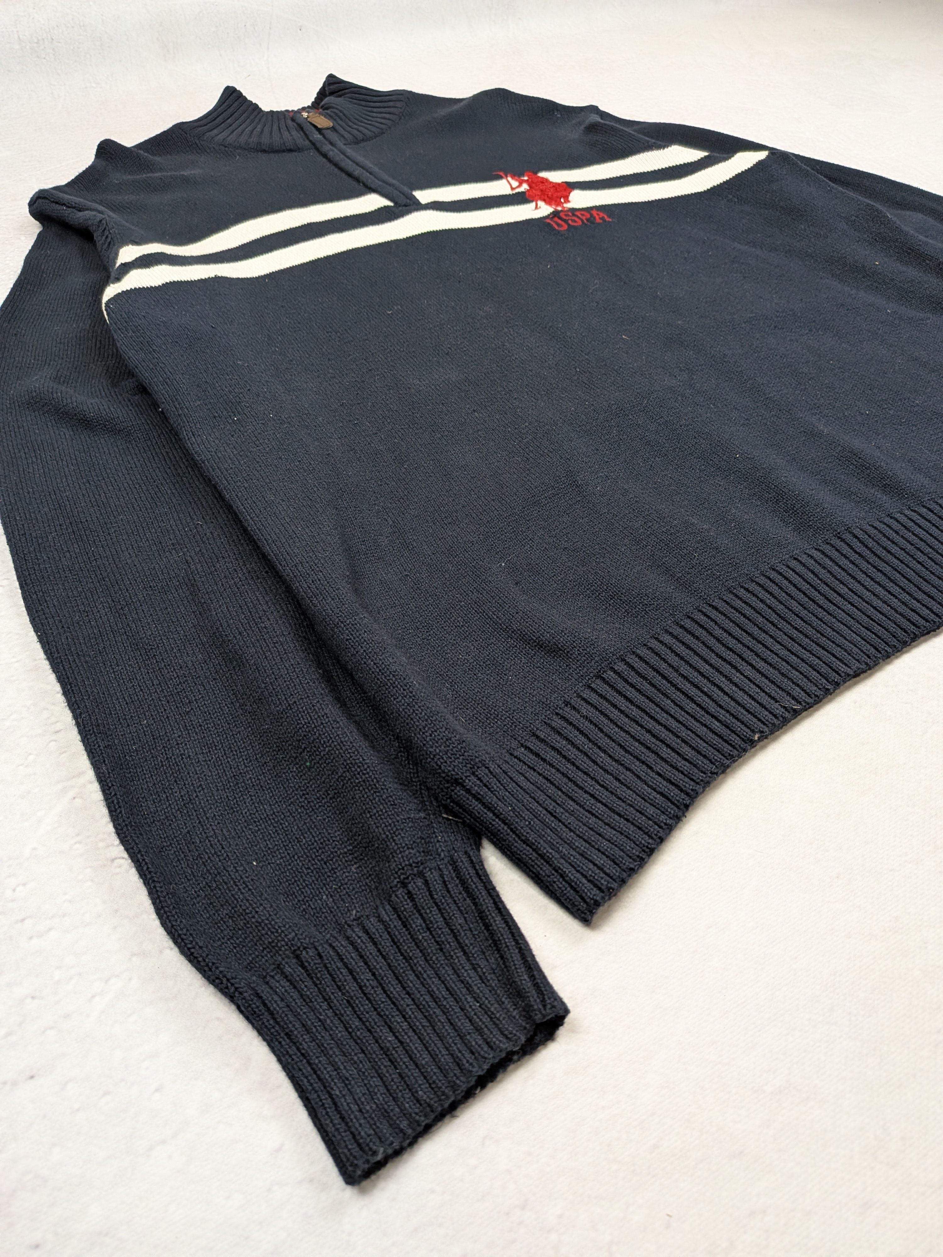 U.S. Polo Assn. USPA Navy Quarter-Zip Sweater XL Winter Pullover Size US XL / EU 56 / 4 - 4 Thumbnail