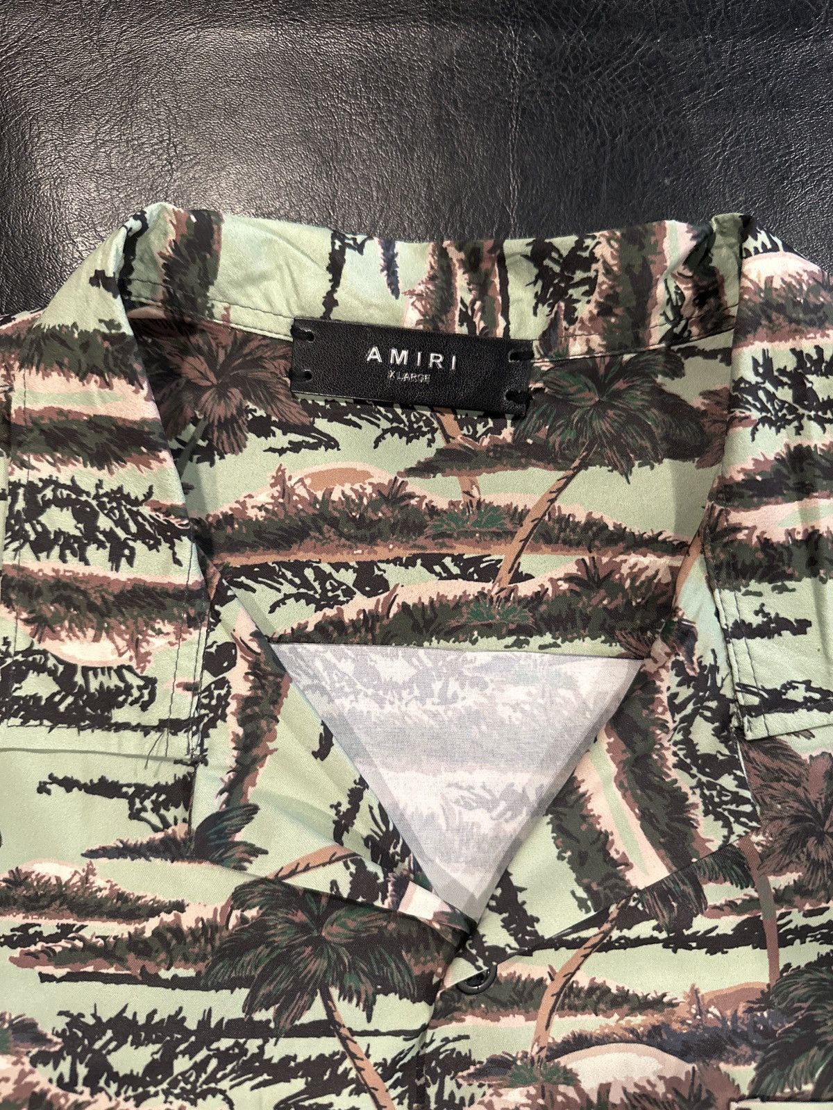Amiri Amiri Hawaiian Tencel Green Palm Tree Button Up Short Sleeve Size US XL / EU 56 / 4 - 2 Thumbnail
