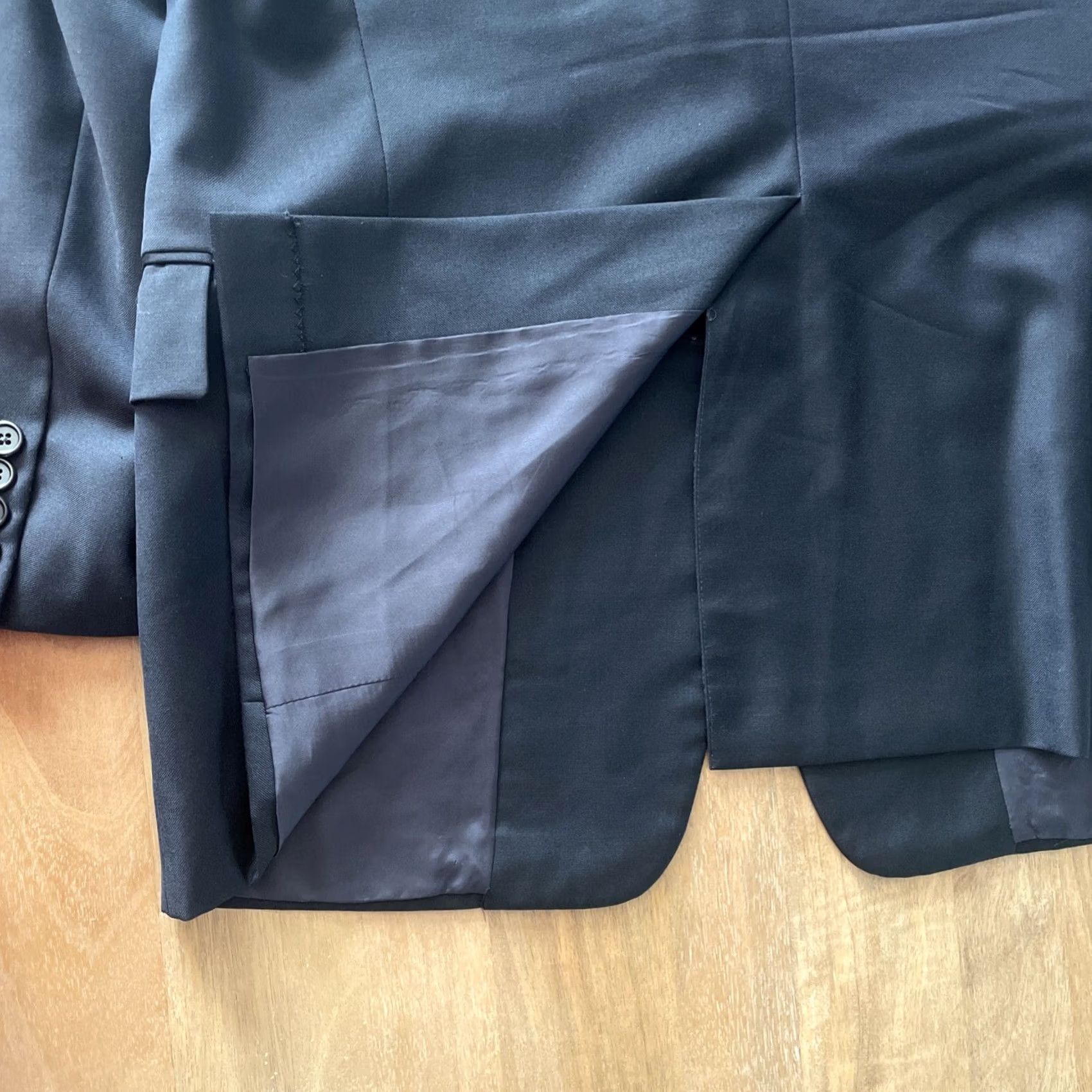 Vintage Hickey Freeman 100% Wool Solid Black Blazer Jacket Men 44R Business Formal Coat Size 44R - 6 Thumbnail