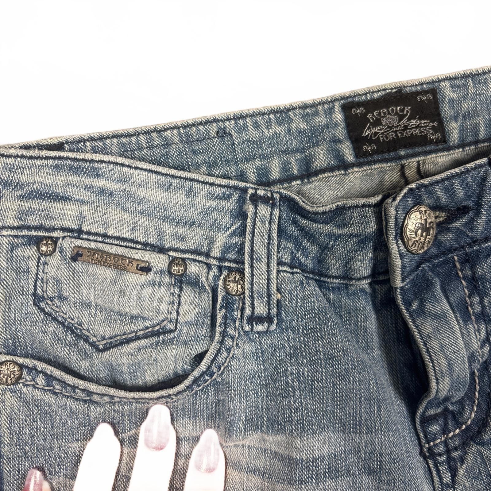 Express y2k rhinestone studded light wash low rise jeans Size 27" / US 4 / IT 40 - 6 Thumbnail