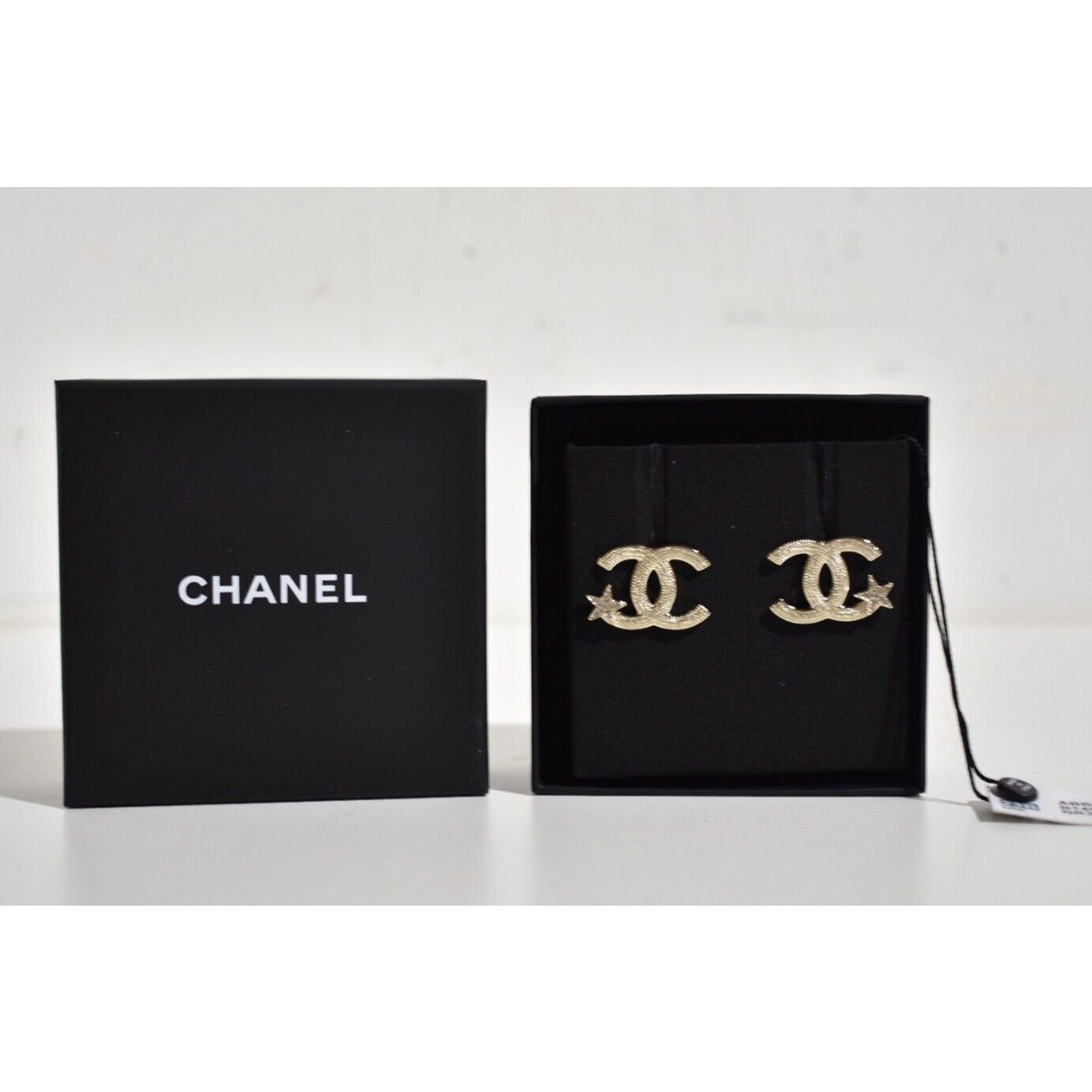 Chanel Chanel Gold Crystal Star Drop Statement Stud Earrings Size ONE SIZE - 2 Thumbnail