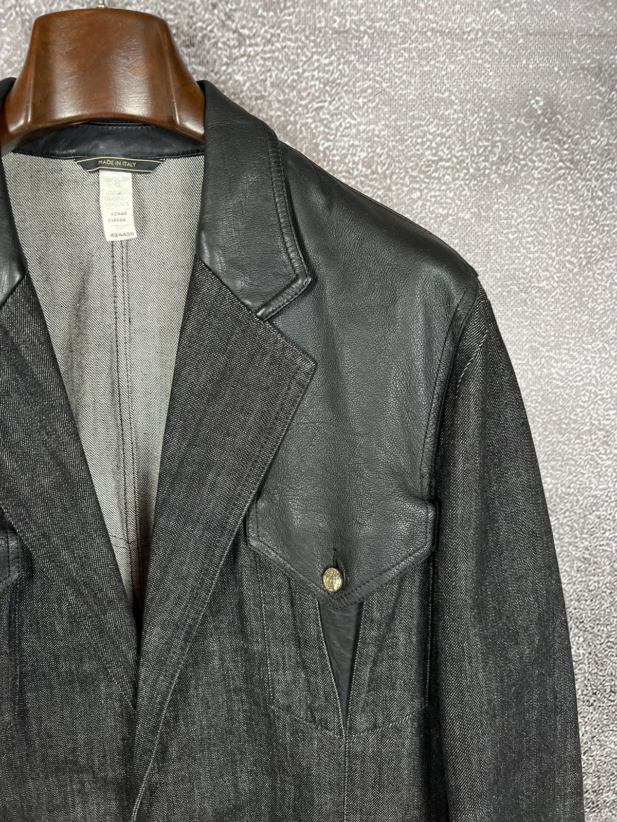 Versace Gianni Versace Leather Denim Blazer Jacket medusa coat Size US XL / EU 56 / 4 - 4 Thumbnail