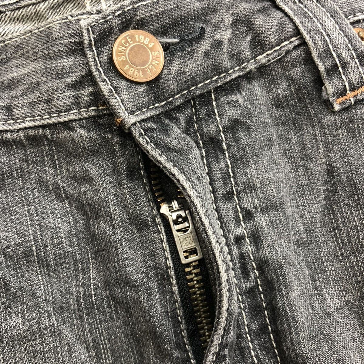 If Six Was Nine 1990s Vintage Uniqlo Black Washed LGB Bootcut Flared Jeans Size US 33 - 8 Thumbnail