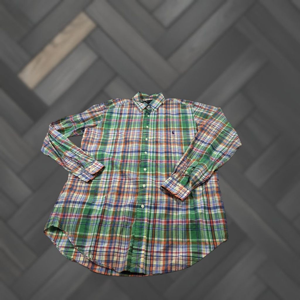 Ralph Lauren Ralph Lauren Shirt Mens LT Tall Green Madras Plaid Classic Fit Button Down Size US L / EU 52-54 / 3 - 1 Thumbnail