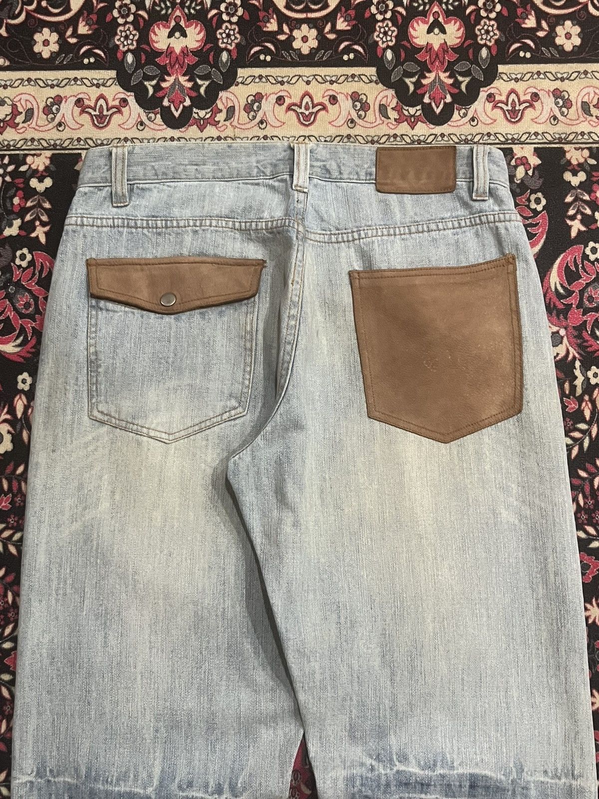 Japanese Brand Vintage Fourseason Light Blue Whisker Distressed Grunge Jean Size US 33 - 7 Thumbnail
