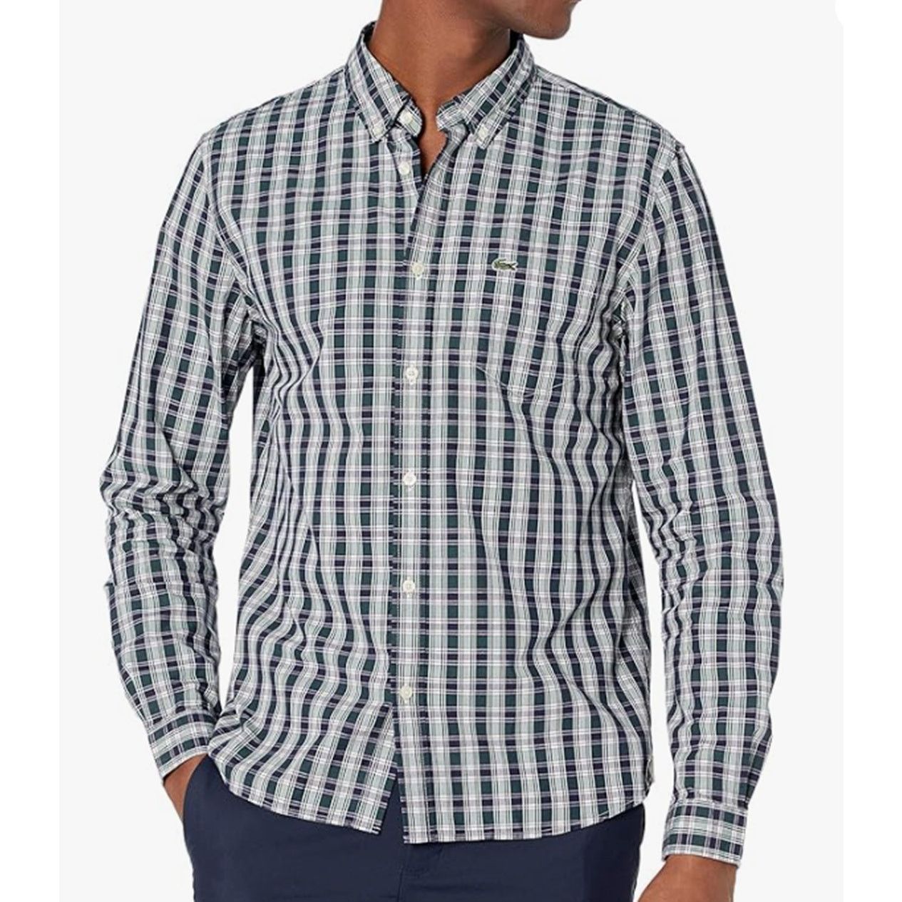 Lacoste Lacoste Men's Long Sleeve Check Slim Fit Poplin Shirt L Size US L / EU 52-54 / 3 - 1 Thumbnail