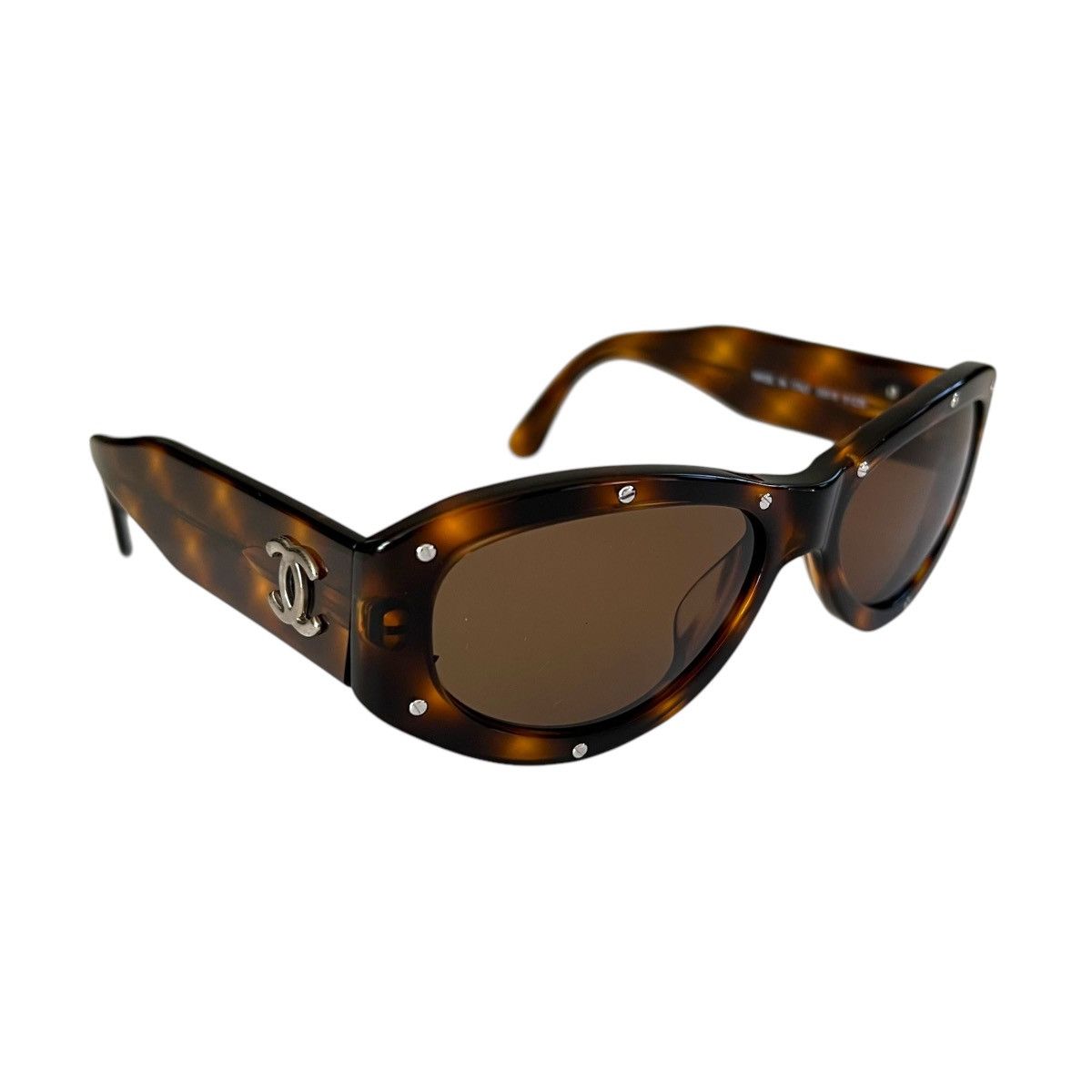 image of Chanel Studded Cc Logo Sunglasses in Brown, Women's