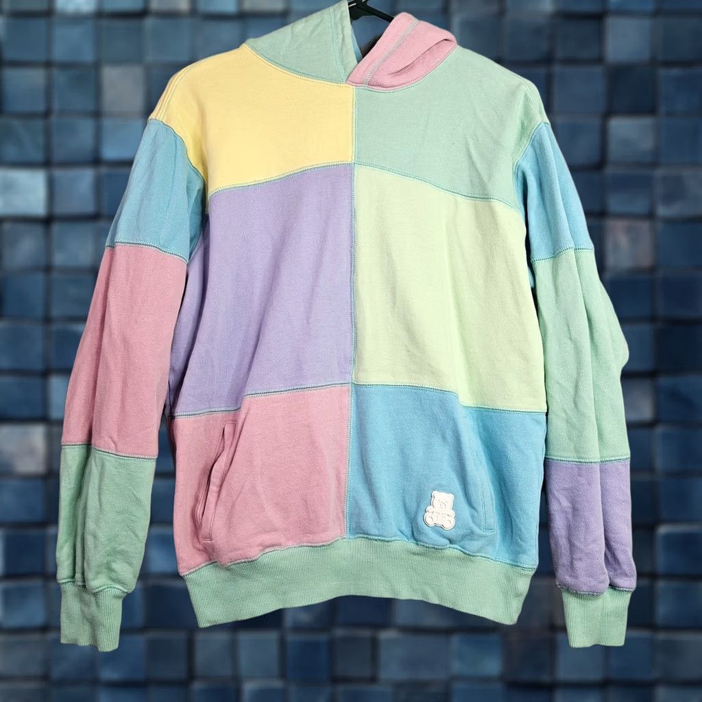 Teddy Fresh Teddy Fresh Womens Pastel Patchwork Hoodie Pullover Colorblock Size S Multicolor Logo Raglan Sleeve Long Sleeve Fleece Cotton Polyester Sweatshirt Size S / US 4 / IT 40 - 1 Thumbnail