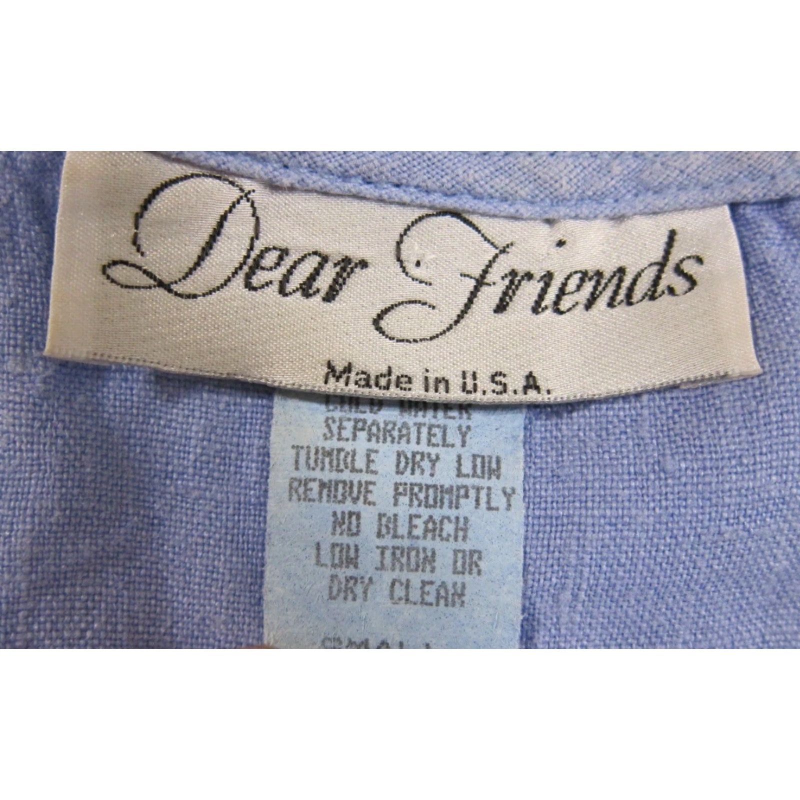 Vintage Dear Friends 100% Linen Blue Ruffle 3/4 Sleeve Tunic Blouse Shirt Top Women S Size S / US 4 / IT 40 - 3 Thumbnail