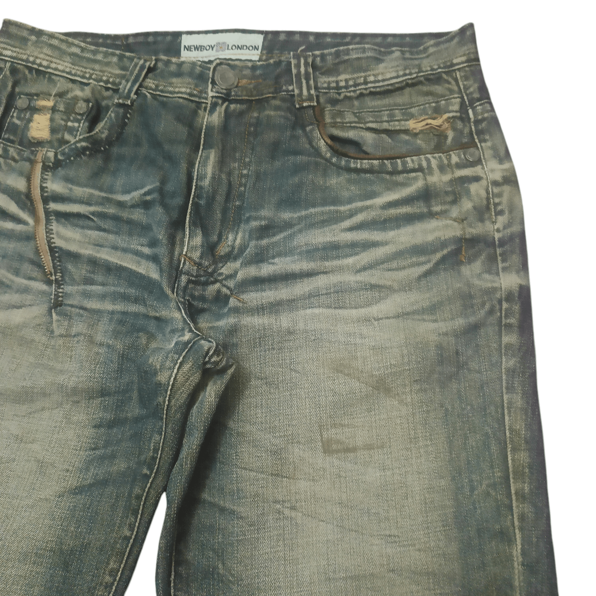 The GV Gallery Vintage New Boy London Flared Distressed Jeans Size US 34 / EU 50 - 4 Thumbnail