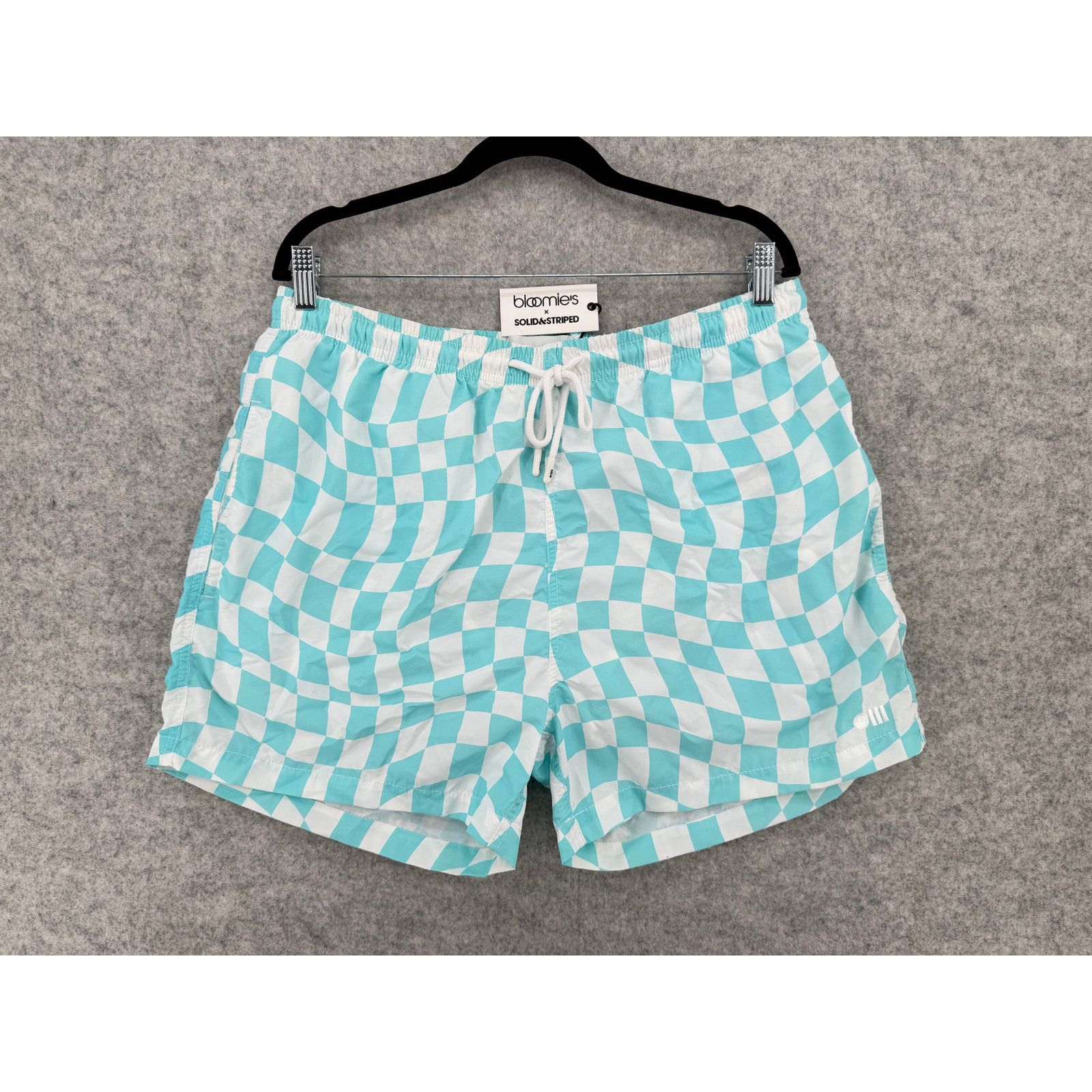 Solid & Striped NWT Bloomie's x Solid & Striped Cyan Wavy Check Swim Trunks Size US 35 - 1 Thumbnail